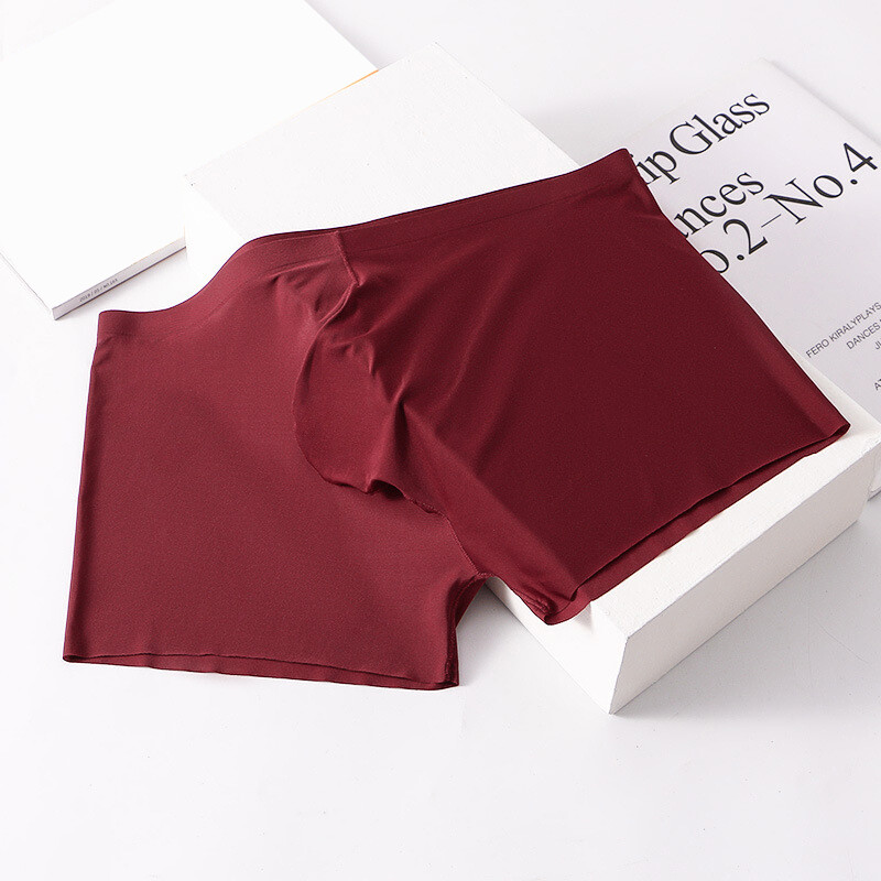 Men’s Ice Silk Seamless Boxer Briefs Pouch Underwear Shorts Trunks Underpants