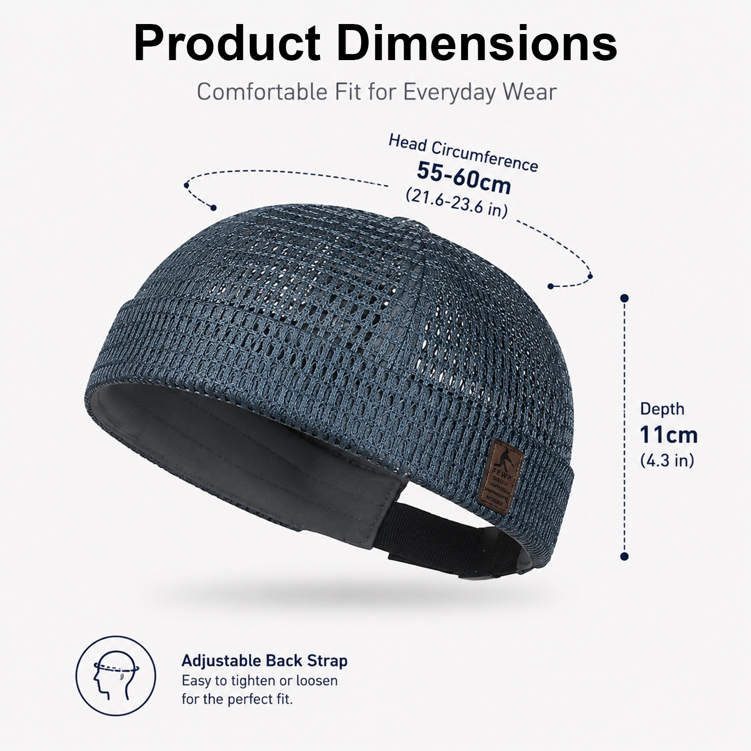 New Men Breathable Quick Dry Mesh Skullcap Brimless Adjustable Docker Beanie Hat