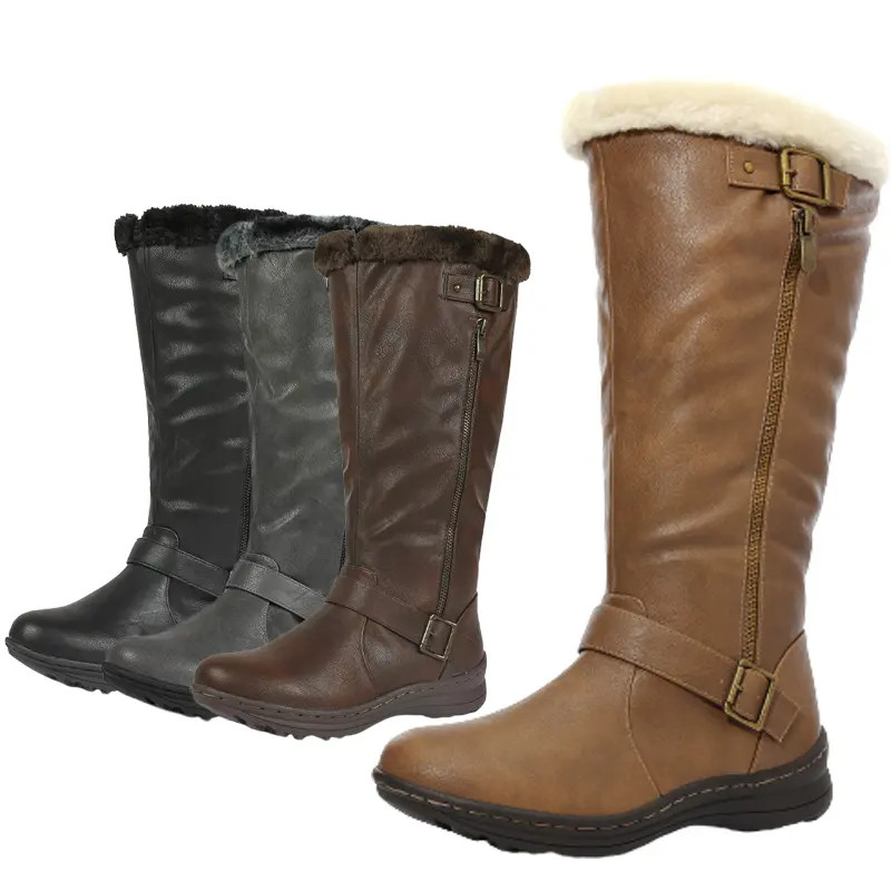 Womens Ladies Knee High Winter Boots Fur Zip Snow Boot Shoes Size US