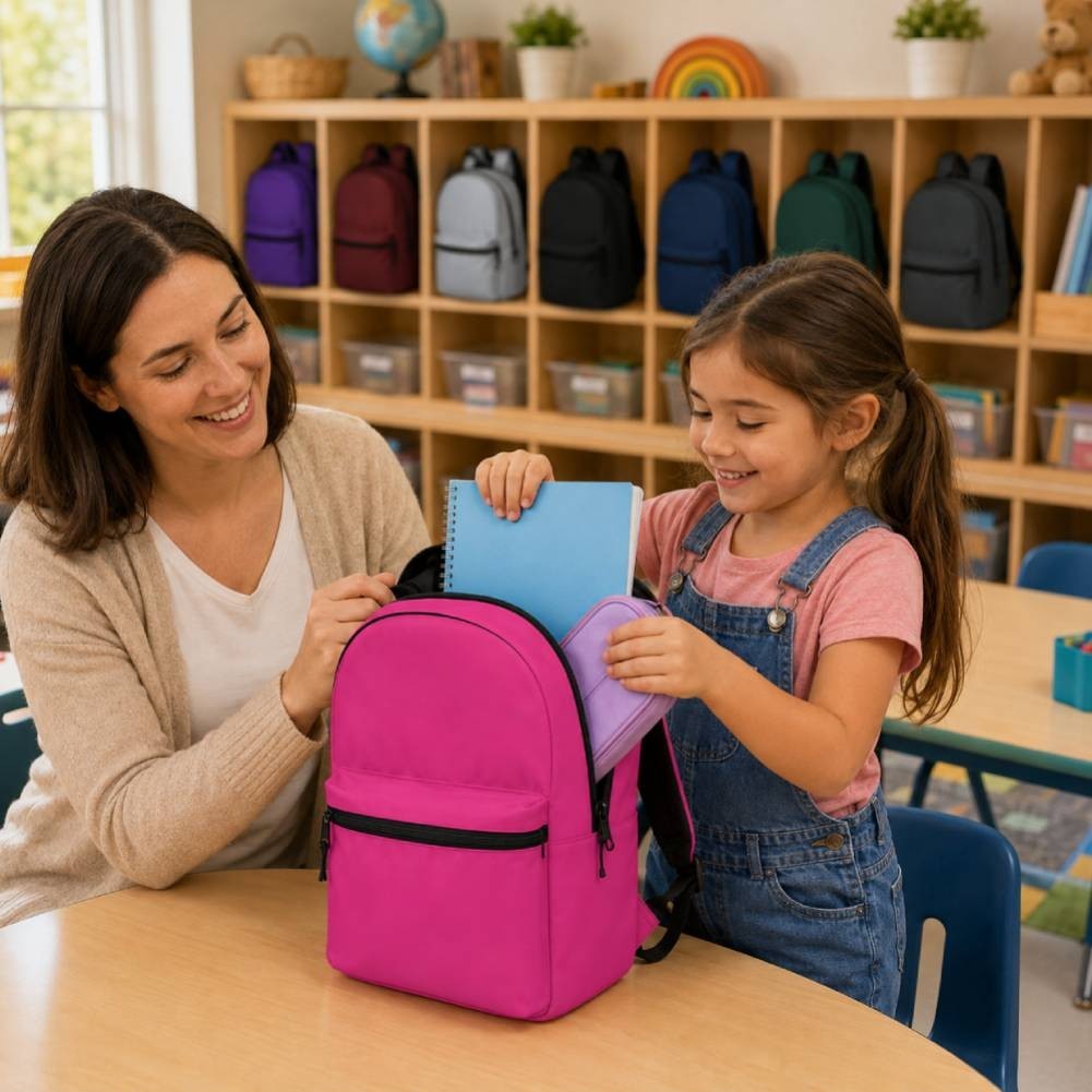 24 Pack Kids Backpacks Bulk 15″ School Bookbags Wholesale Case 8 Assorted Colors