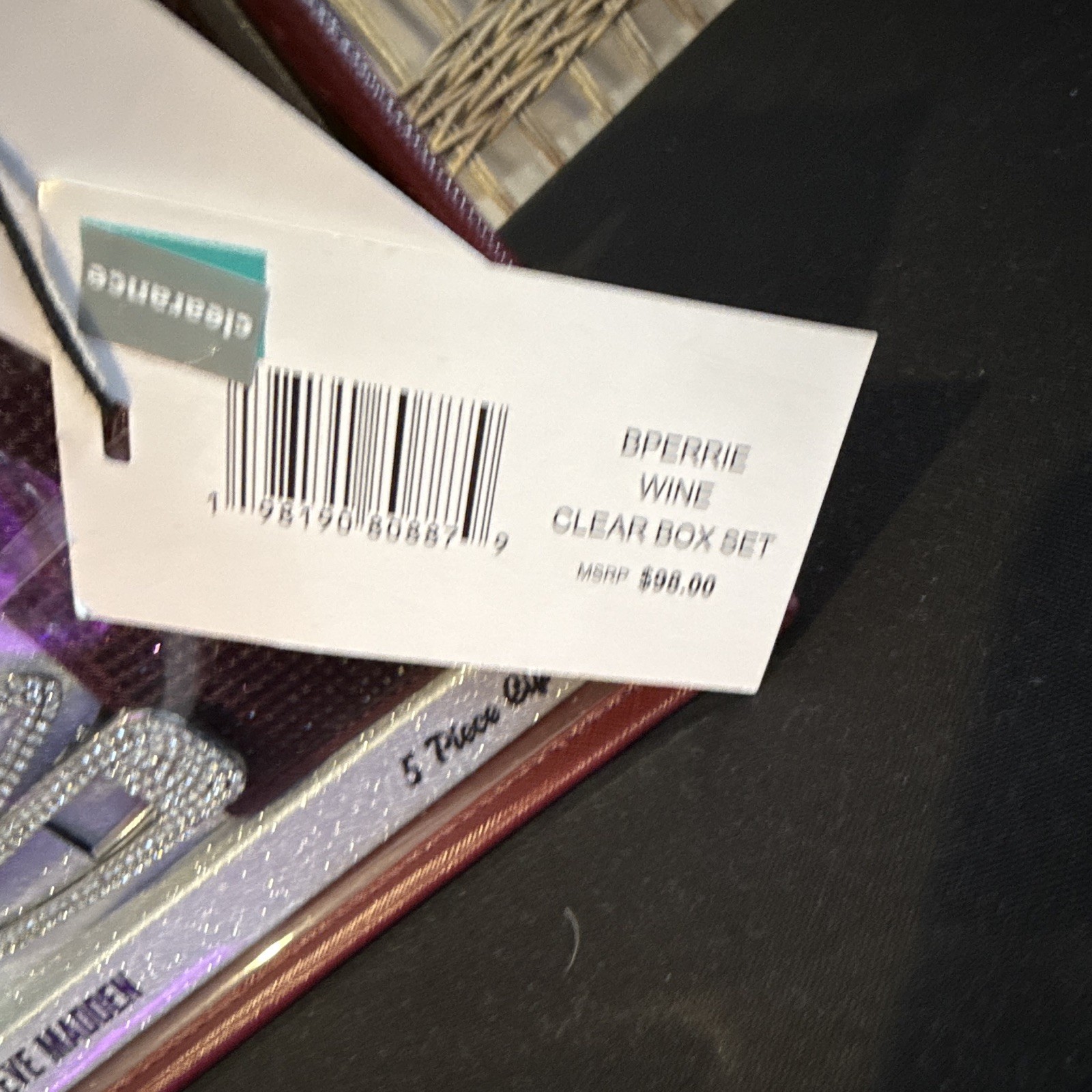 NWT Steve Madden Clear Box Tote With Burgandy Gift Set