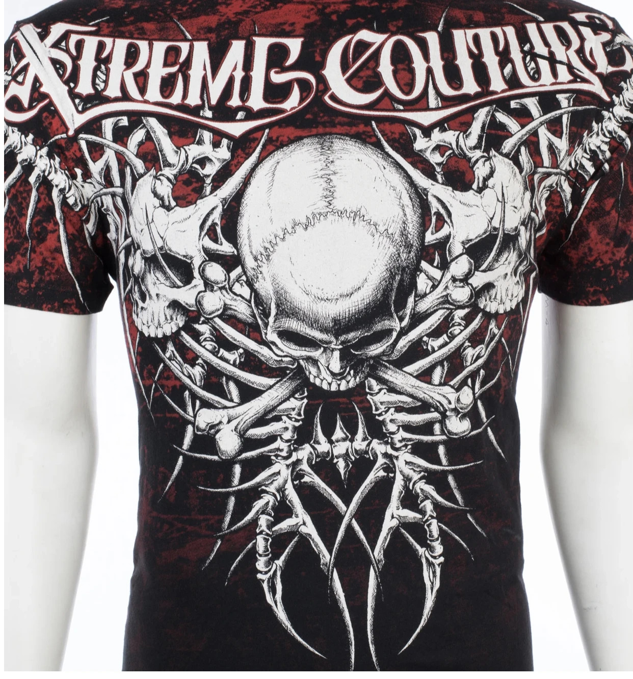 Xtreme Couture Affliction Men’s T-Shirt BARE BONE Skull Black Tattoo Biker S-2XL