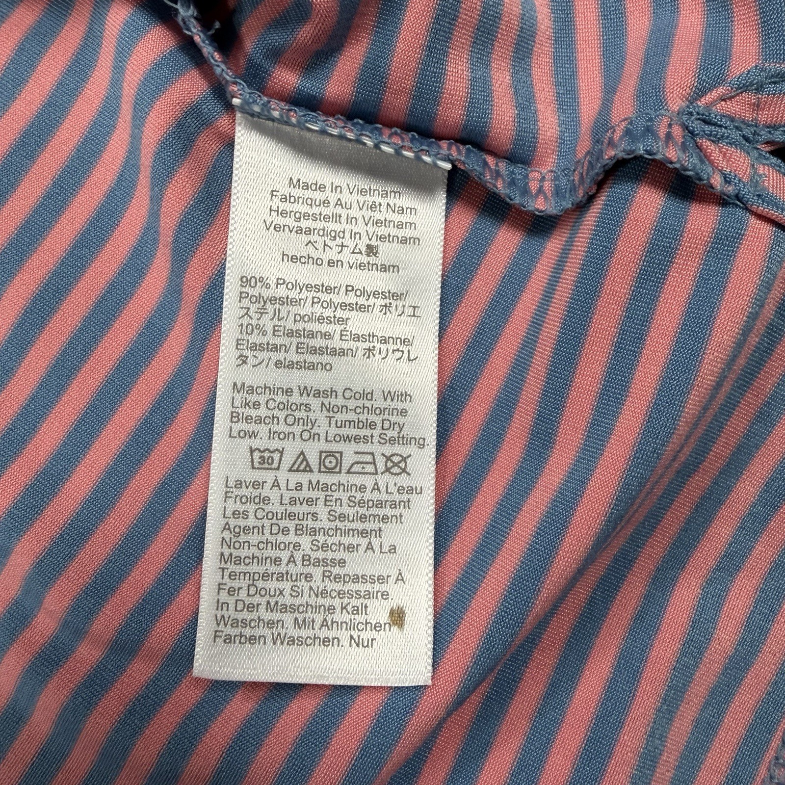 NWT J Crew Polo Shirt Men M Pink Blue Striped Performance Golf Stretch Athletic