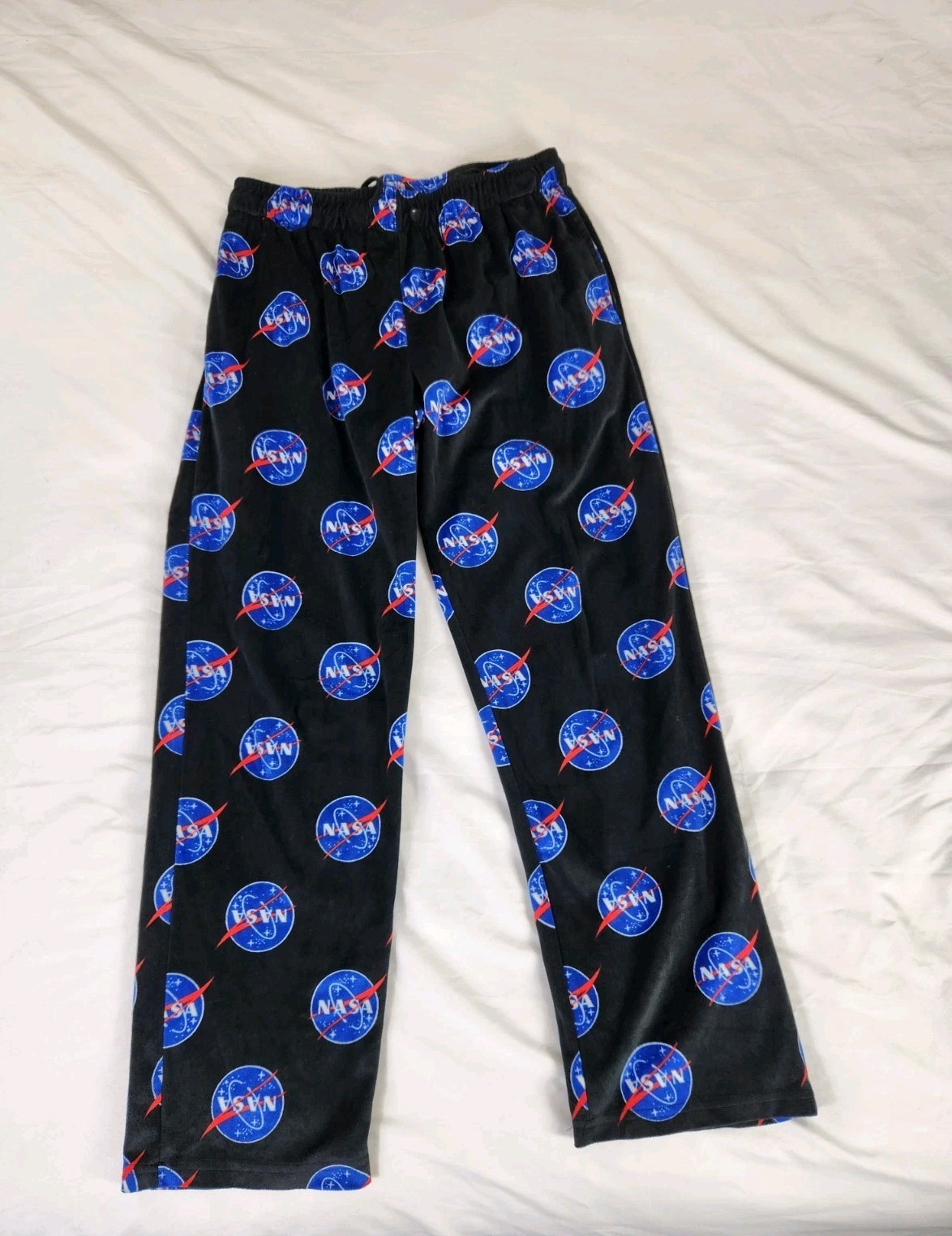 ADTN Pants M Men’s Black NASA Logo Fleece Pajama Lounge Pants