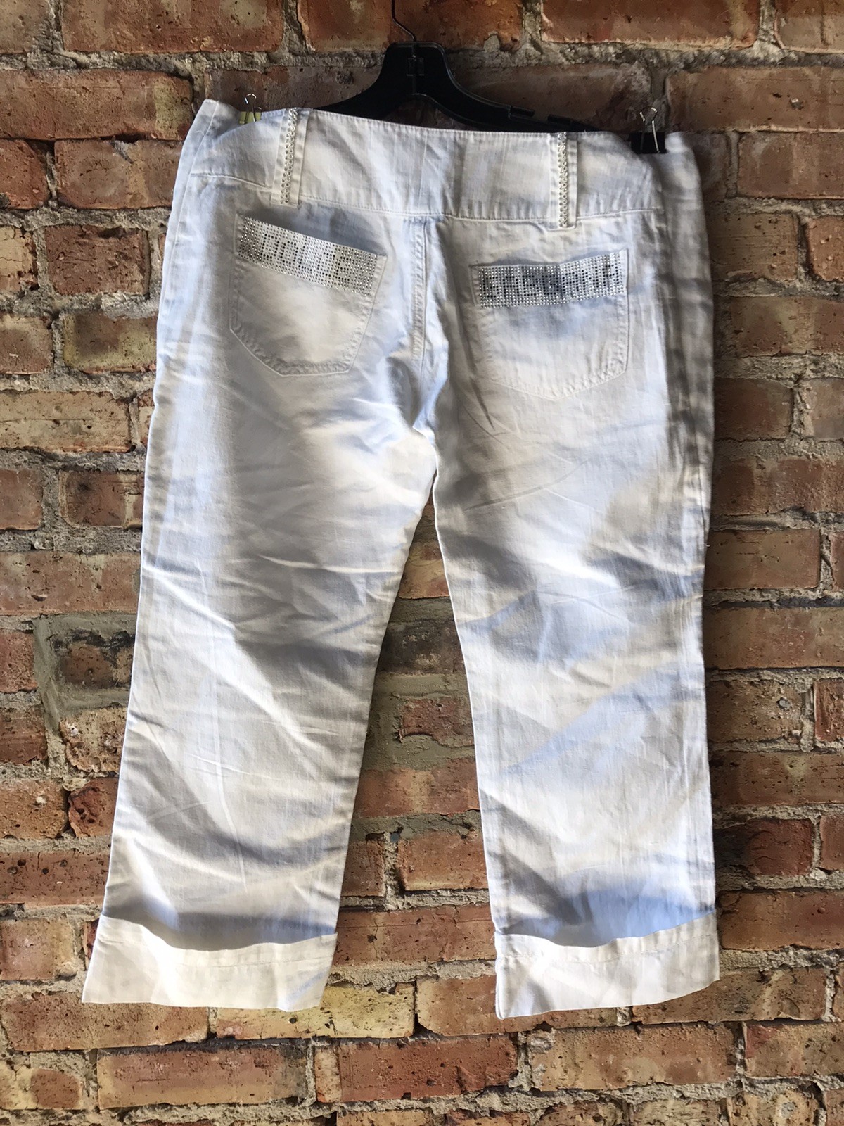 Dolce Gabbana White Capri Pants 52% Linen 48% Cotton Low Cut Rise L