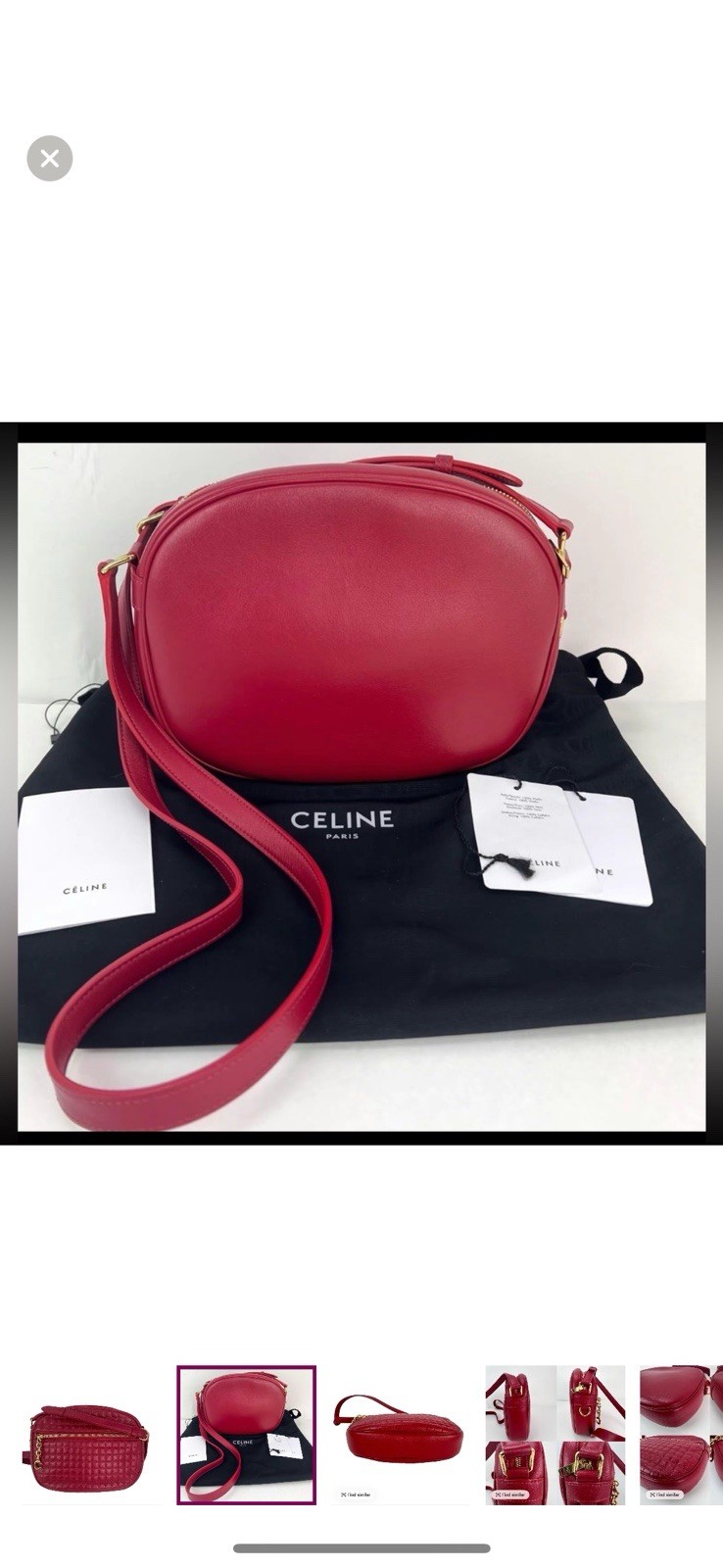 CELINE C Charm Small Crossbody Shoulder Bag Camera Red Leather Women’s Used