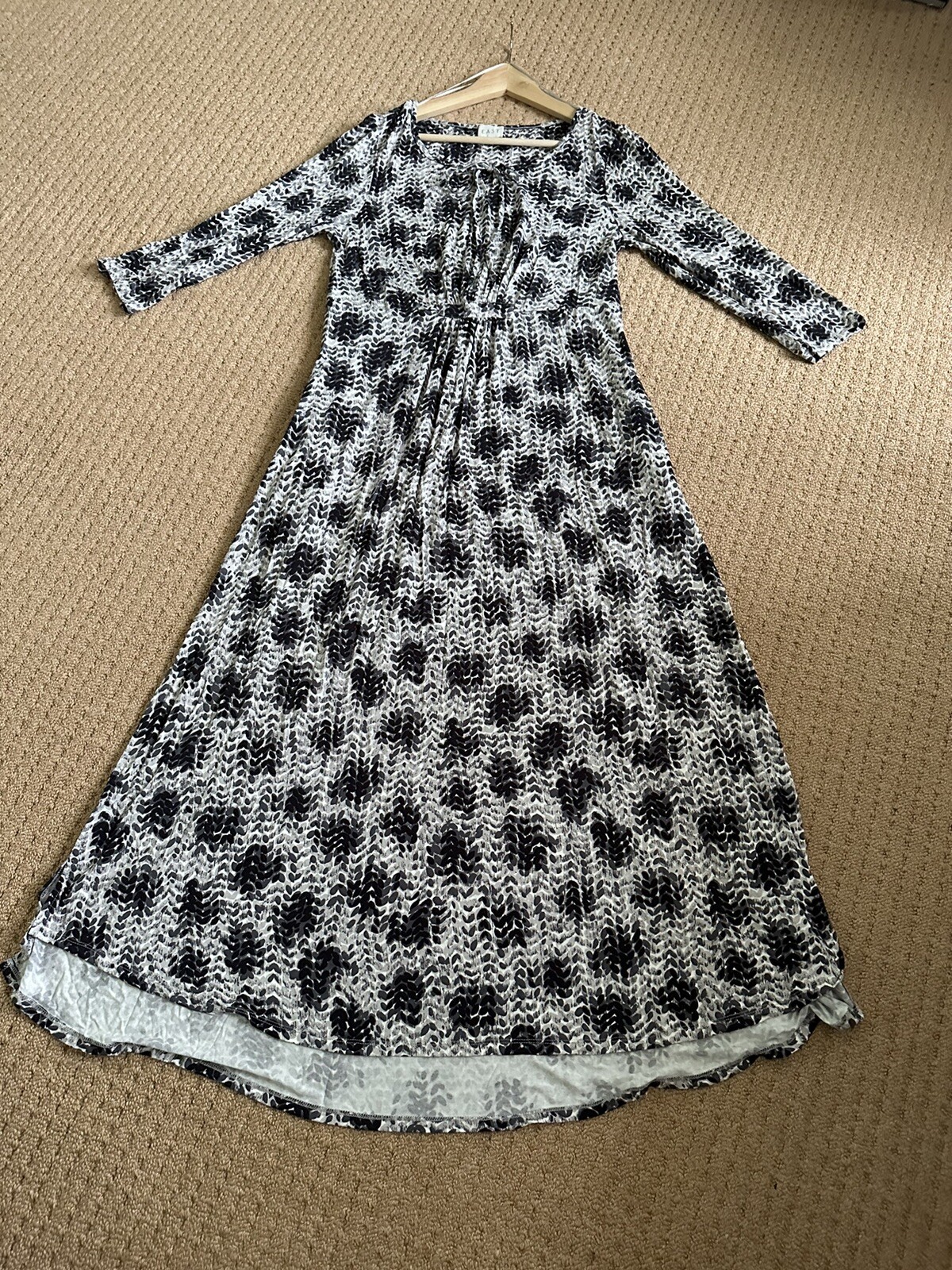 East Jersey Black & White Printed Maxi Dress Uk L