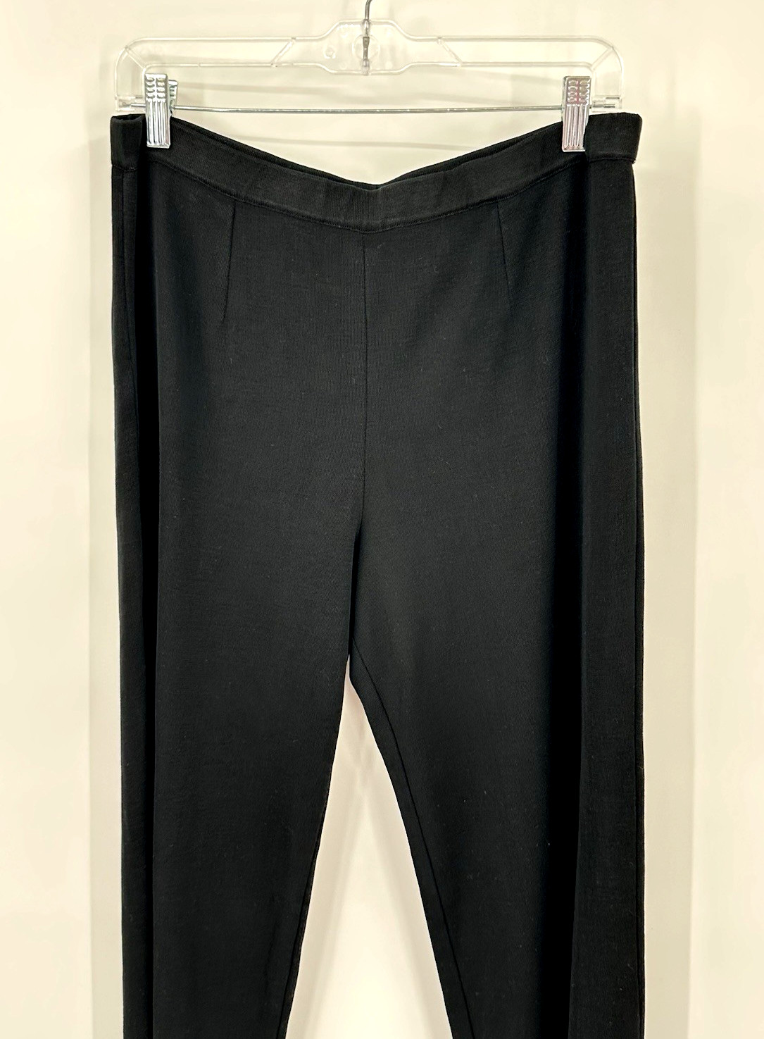 MING WANG straight leg pants black petite PL knit modern knitwear pull on