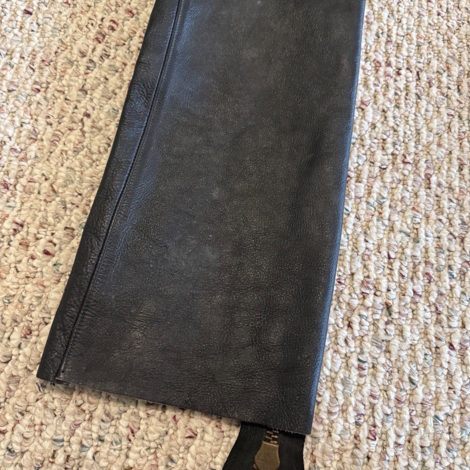Vintage Image Leather San Francisco Black Leather Motorcycle Chaps Adjustable