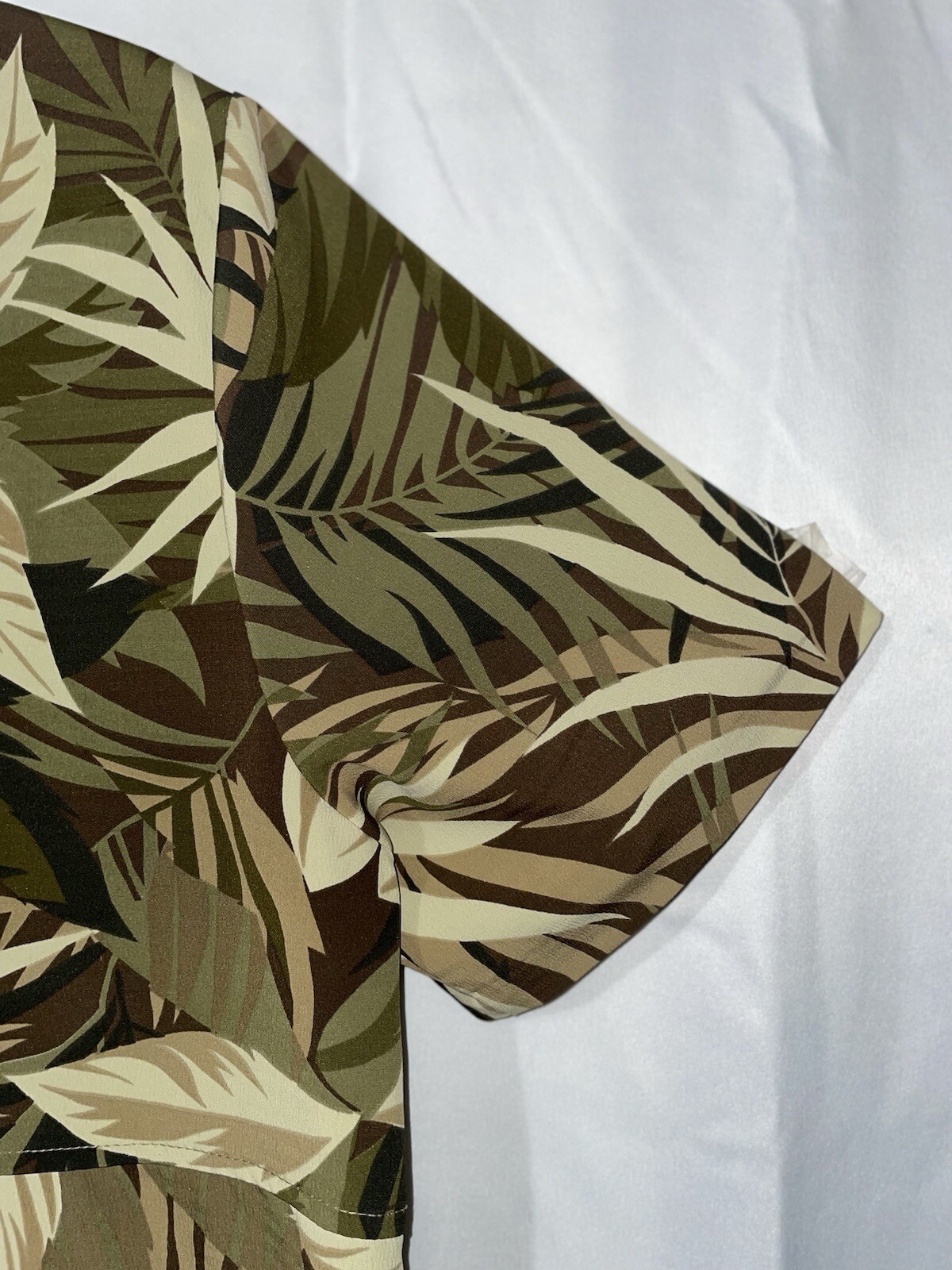 Vintage Studio C Green Tropical Button Up Top Shoulder Pads Hawaiian Sz 18