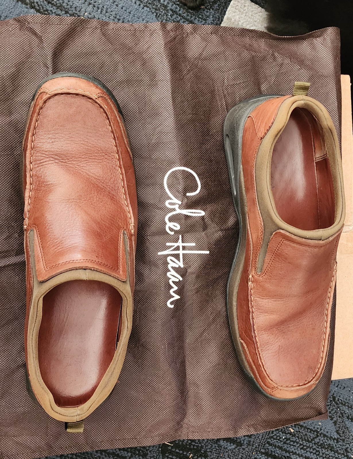 USED Cole Haan Men’s Tucker Leather Pebble Accent Venetian Slip-On Loafers 12 M