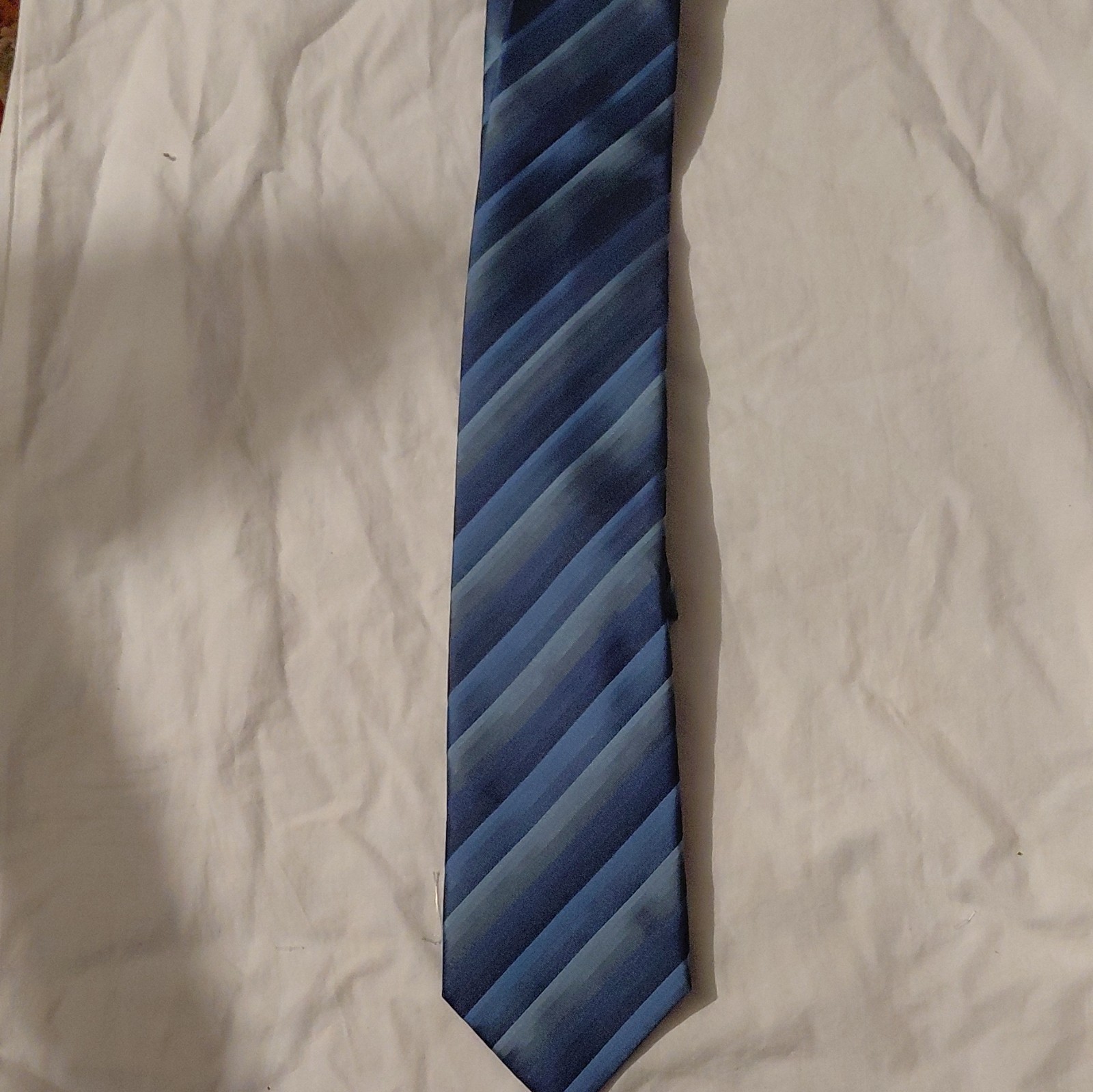 John Ashford Blue Gray Black Diagonal Striped Men’s Tie Necktie