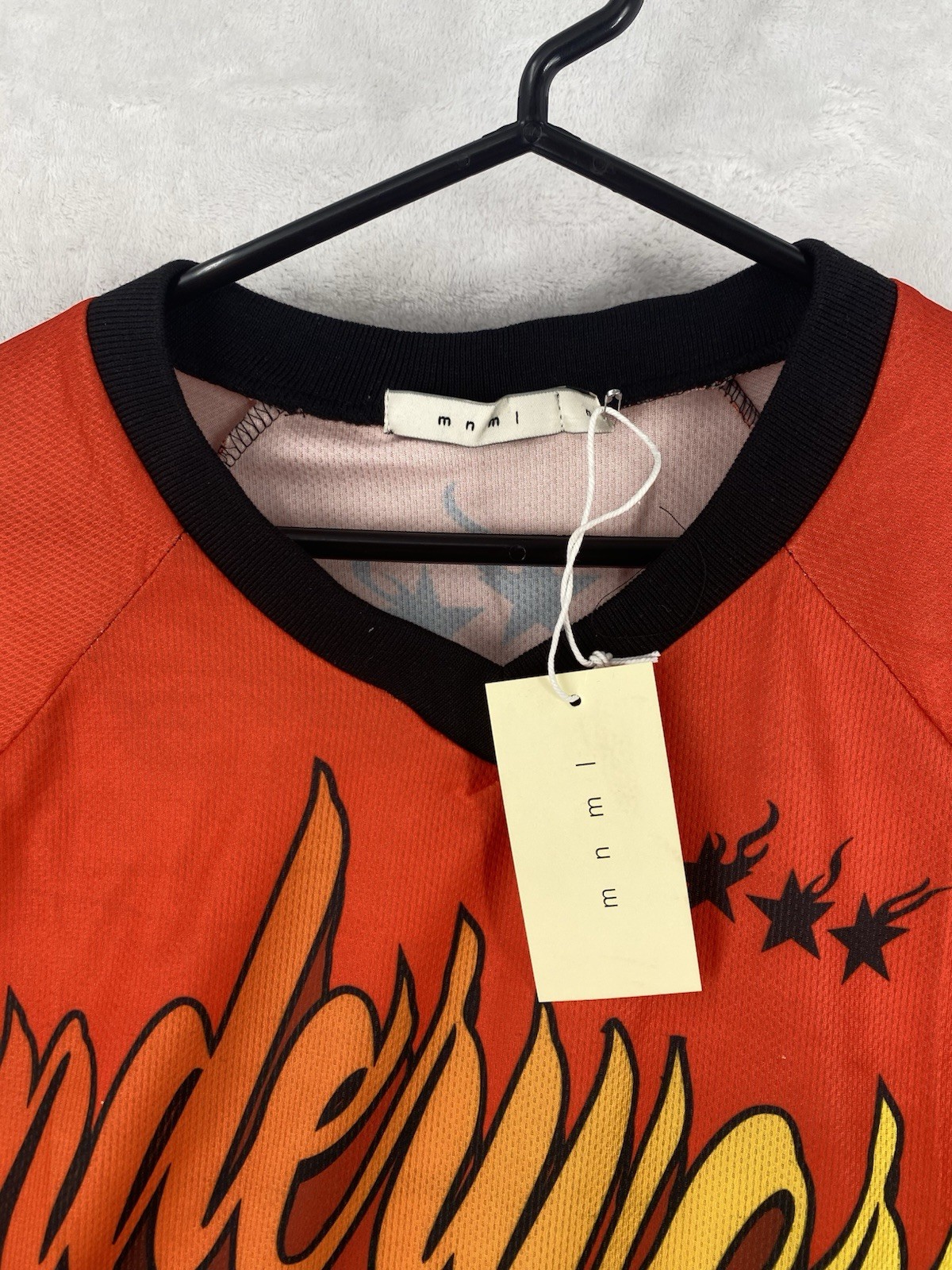 MNML Shirt Men’s Medium Red Underworld Moto Long Sleeve Flames Graphic $68