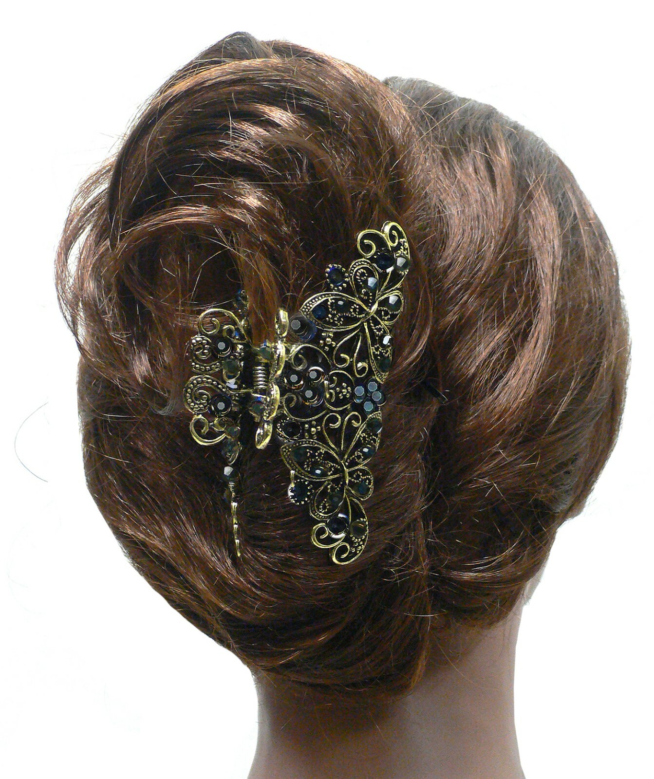 Set of 2 Metal Jaw Claw Clips Butterfly Design Thick hair 2 Color RW86410-6132-2