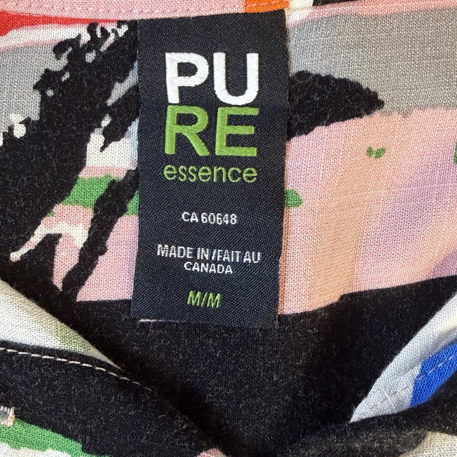 Pure Essence Abstract Geometric Button Art Blouse Top Medium Multicolor 80s