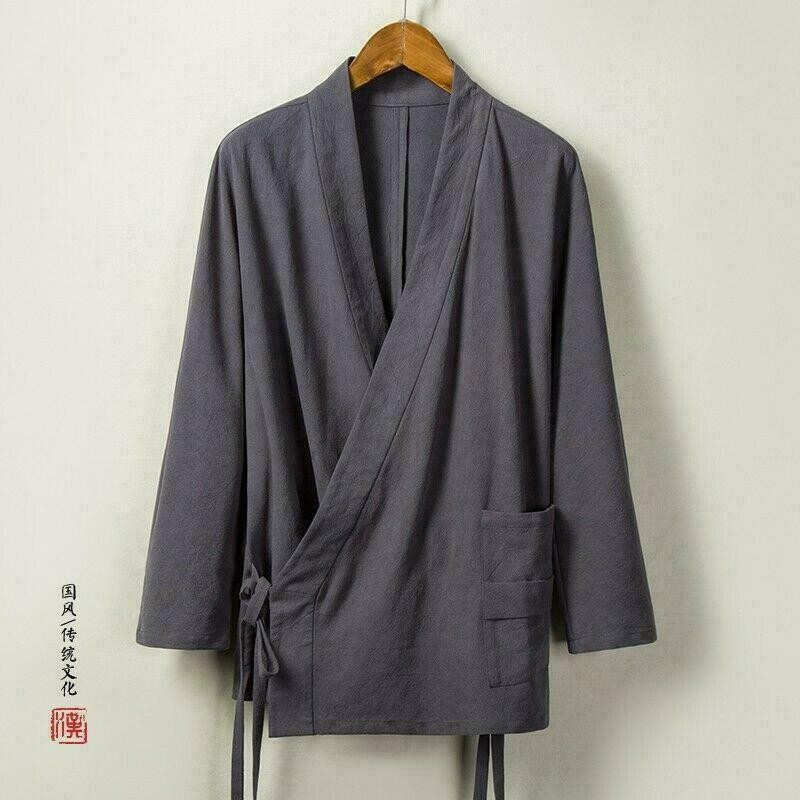 Hanfu Men’s Jacket Cotton Linen Tops Coat Casual Zen Suit Retro Loose Ethnic New
