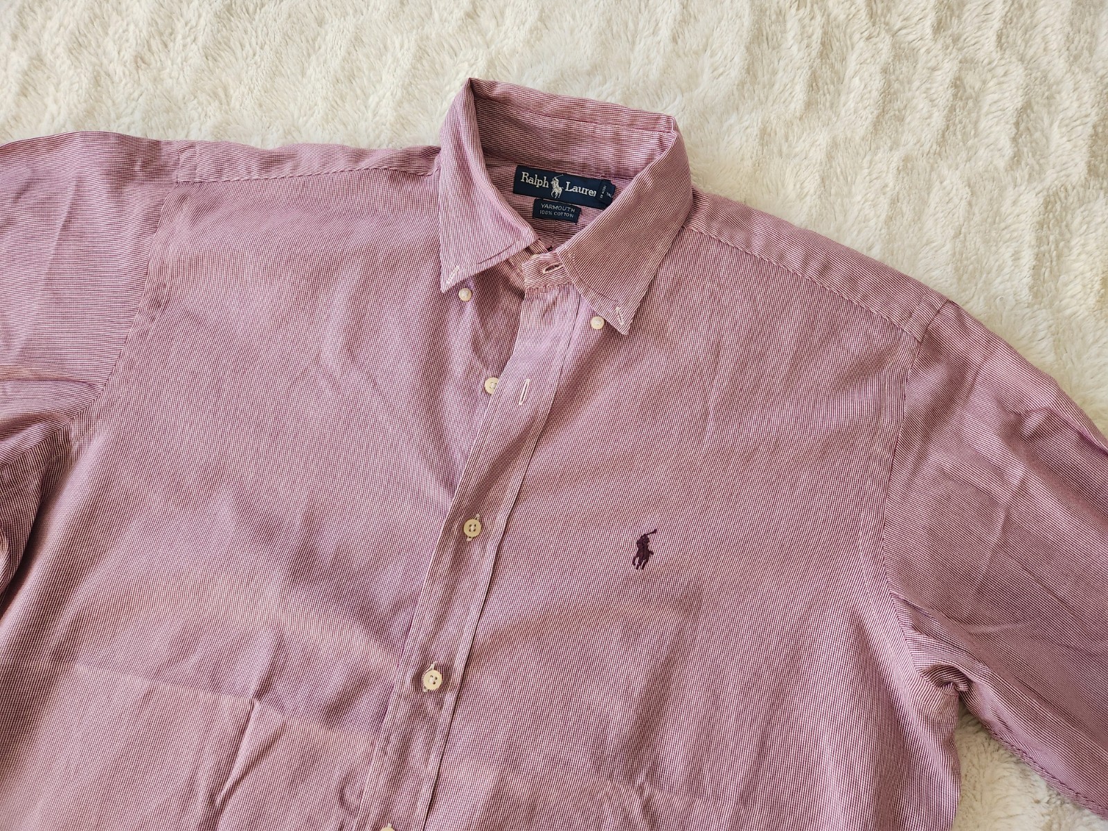 Ralph Lauren Yarmouth 100% Cotton Long Sleeve Purple Striped Shirt 15 1/2 (34/35