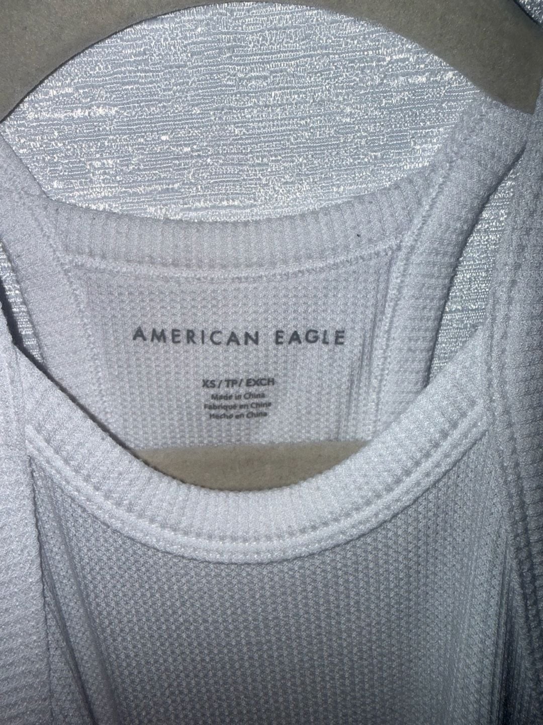 American Eagle High Neck Waffle Knit Cropped Tank Top