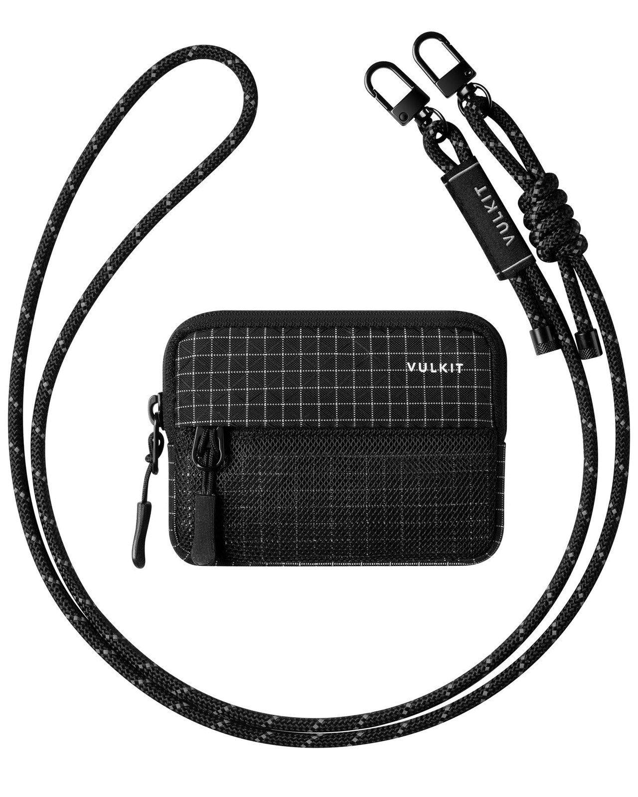 VULKIT Small Wallet Coin Purse with Adjustable 4.7 x 3.5 x 0.6 inches, Black