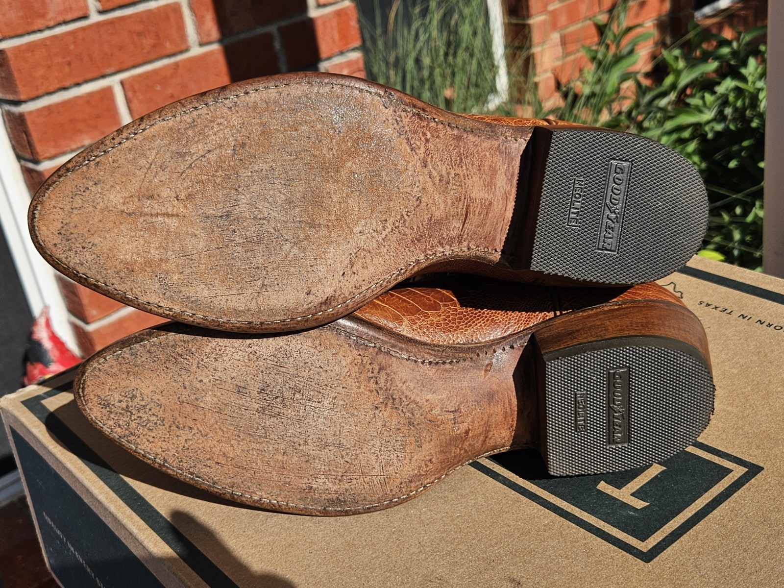 J Chisholm Men’s Cowboy Boots Size 9D “Cognac Ostrich Leg” W/NEW HEEL CAPS!