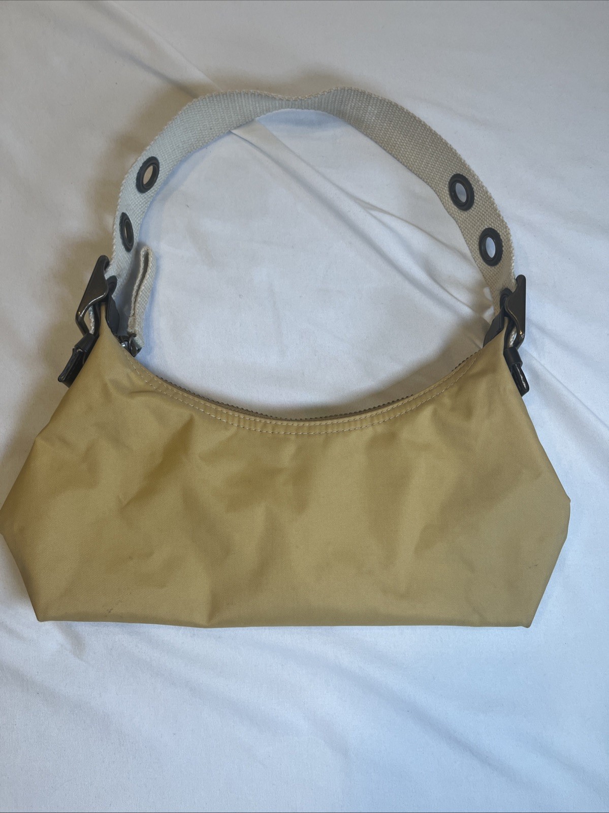 Gap Tan Shoulder Bag Mini Purse Y2K Zip Shut 9.5 x 4.5 Inches Canvas Strap