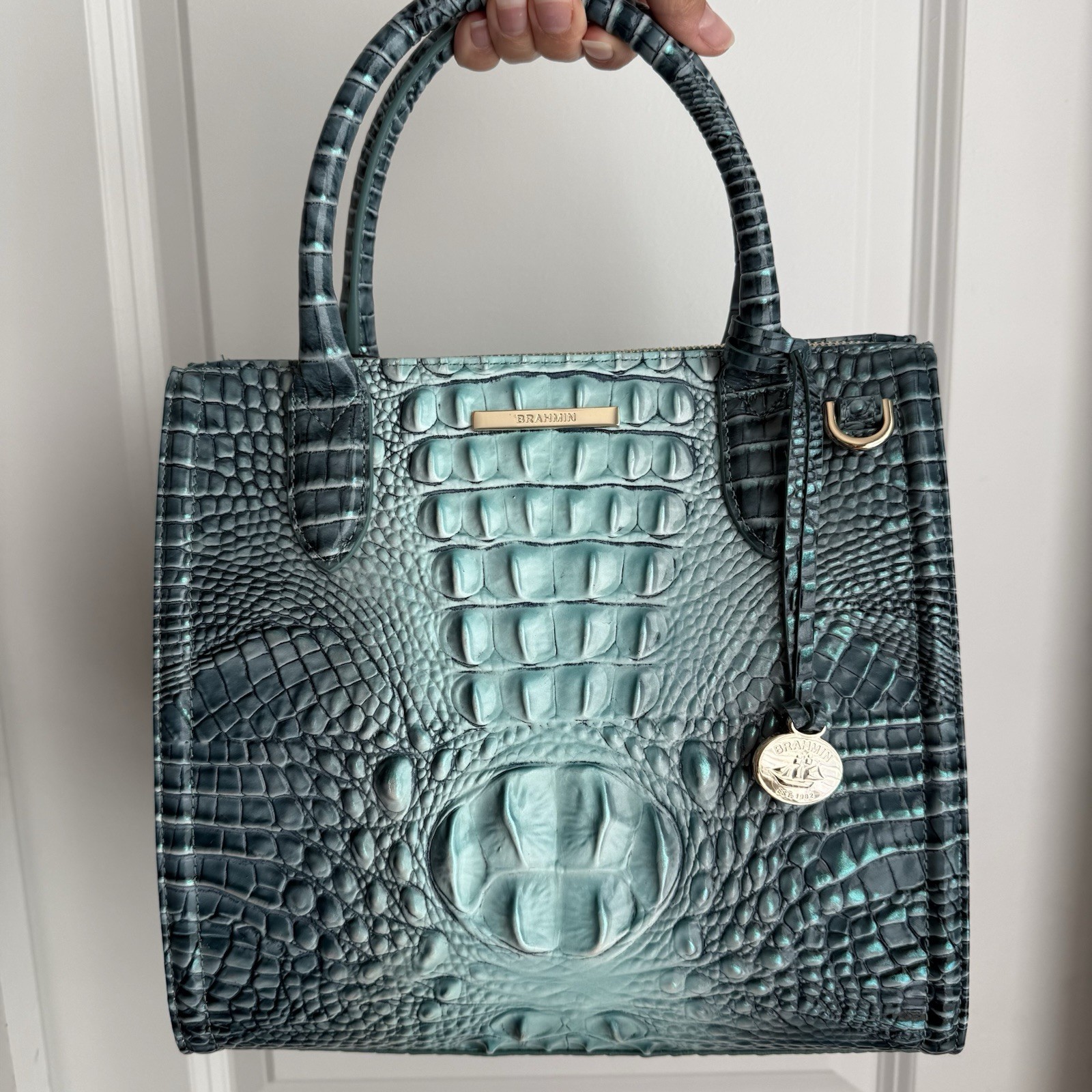 Brahmin Small Caroline Spearmint Green Ombre Satchel Handbag