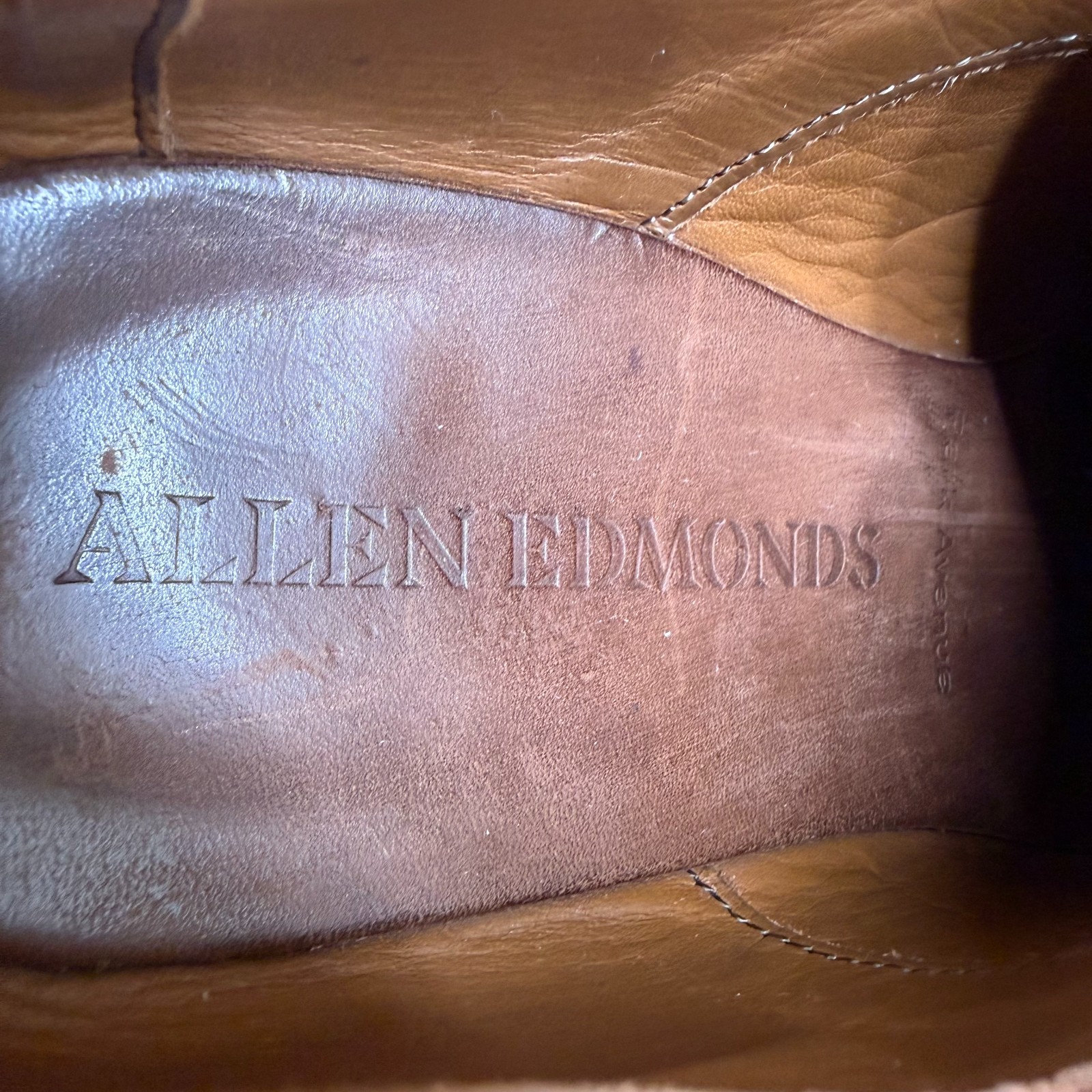 Allen Edmonds Park Avenue Walnut Oxfords Mens 7.5 E Walnut Leather Cap Toe Bench