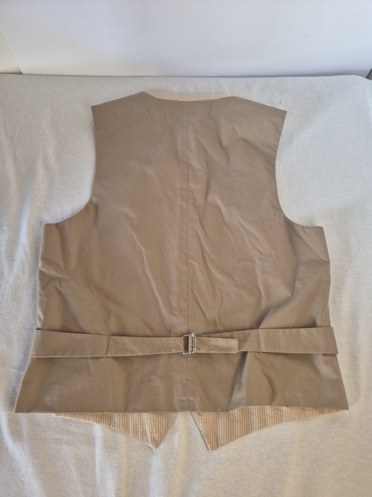 Mens Large Madison Brand Button Front Suit Vest Tan Brown Good 100% Cotton
