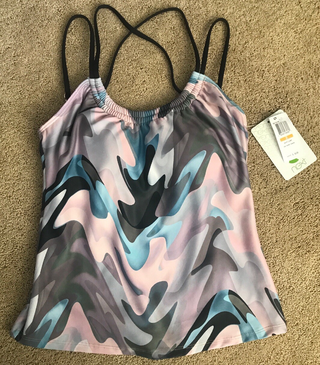 Next Brand “Boot Camp” Shirred Tankini Swimsuit Top Size Small New Retail $82
