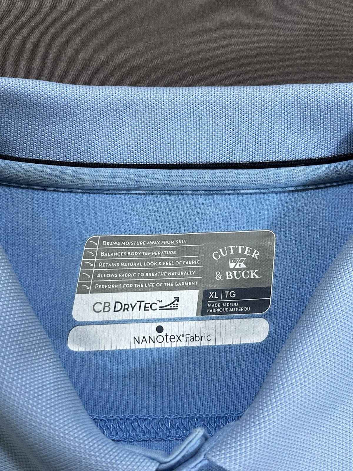 Cutter & Buck Blue Polo Shirt CB DryTec Men Size XL – NanoTex Fabric