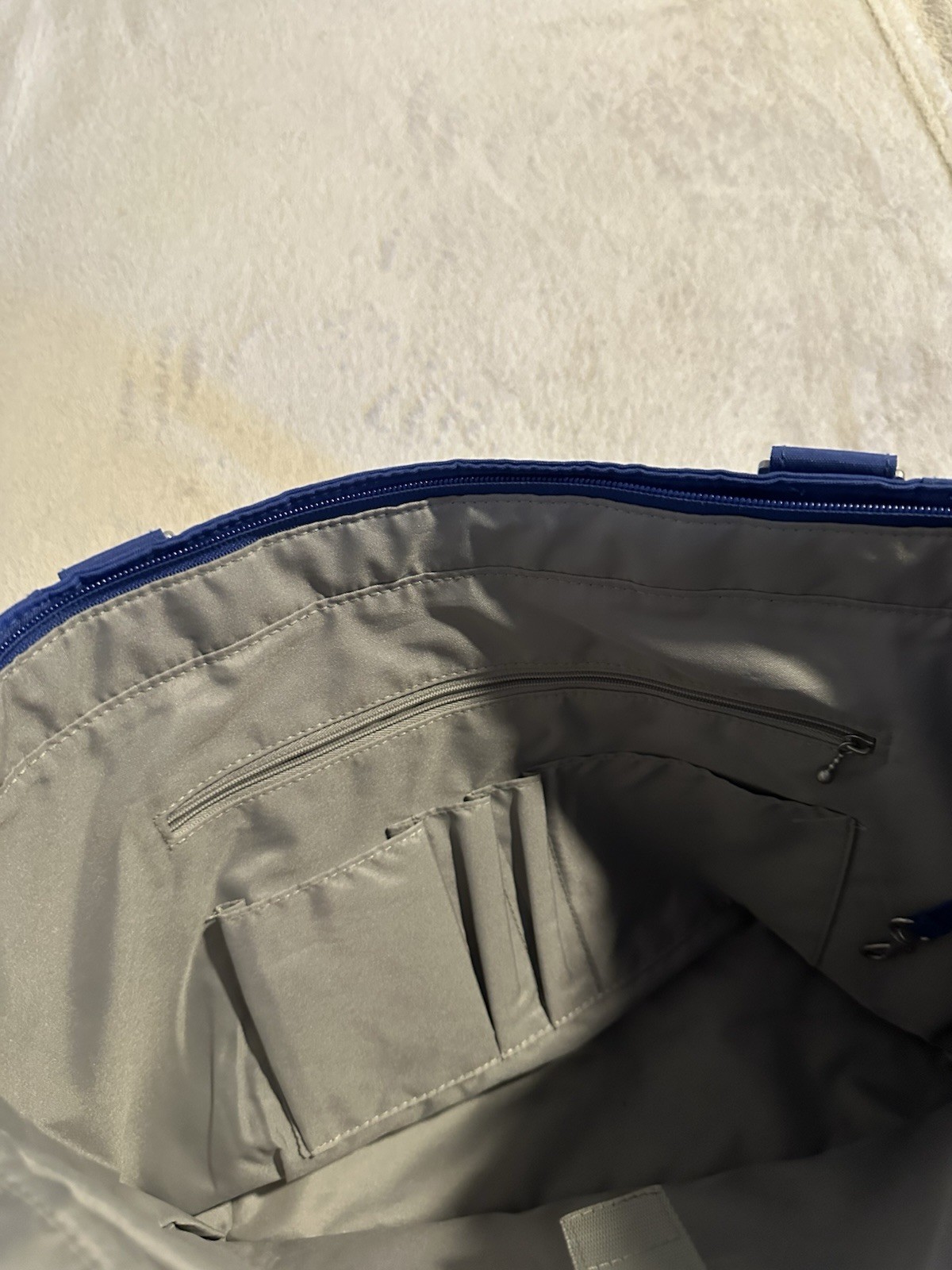 baggallini Blue Tote Bag Zip Closure, Detachable Strap, Inner/Outer Pockets
