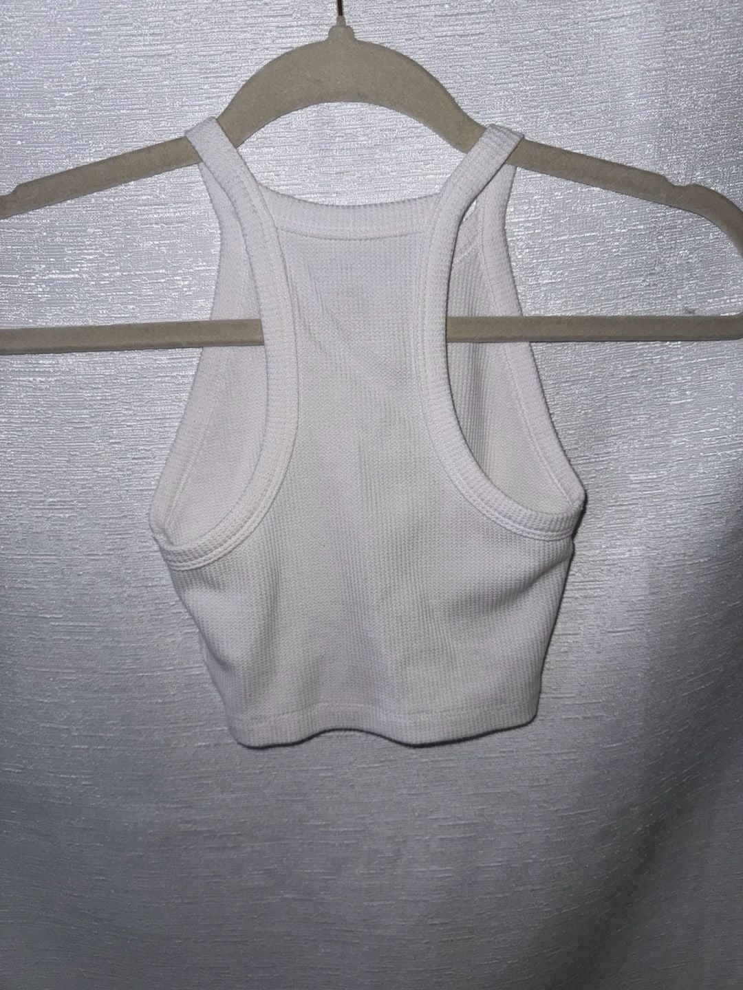 American Eagle High Neck Waffle Knit Cropped Tank Top