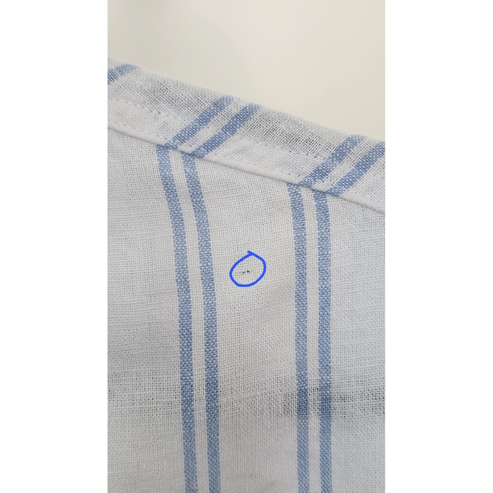 Buffalo David Bitton Womens Linen Blend Striped Short Sleeve Camp Shirt Blue S