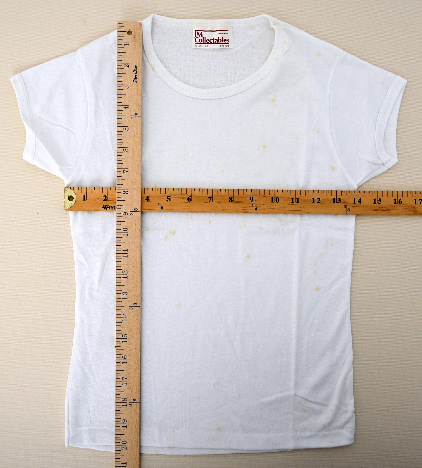 Vintage NOS JM Collectables by Cal Cru White T-Shirt Girl’s L (10-12) Cap Sleeve