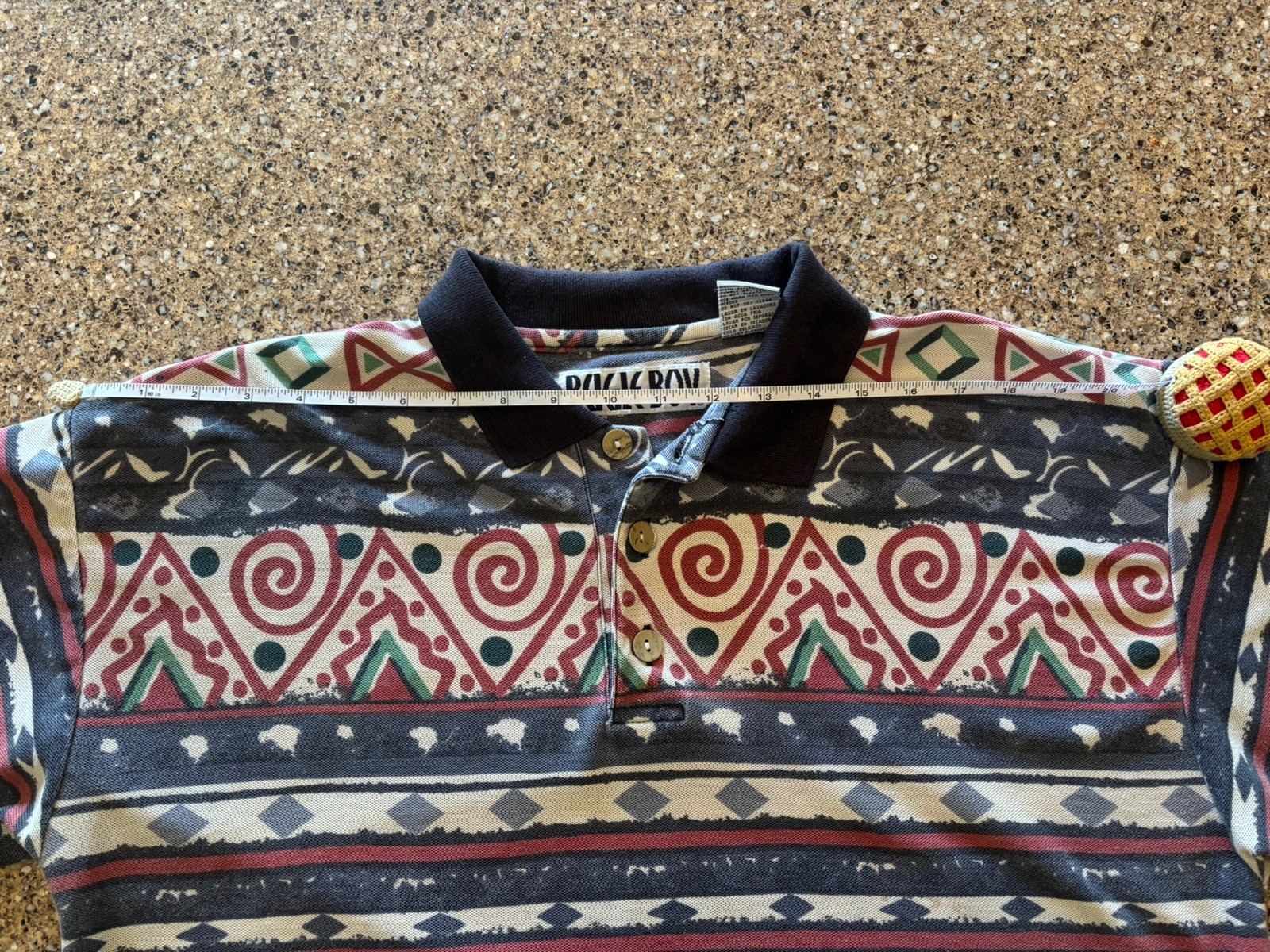 VINTAGE Bugle Boy Men Polo Shirt M multicolor Geometric Aztec Retro Cool