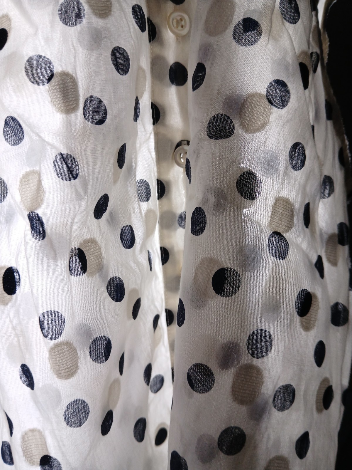 J Crew Womens 2 Blouse White Blue 100% Cotton Polka Dot Collared Button Up Top