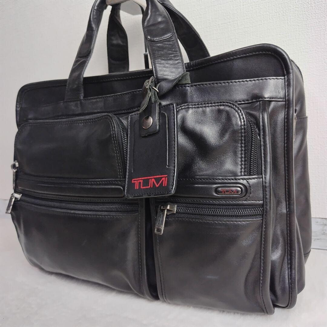 TUMI Alpha 96141D4 Black Leather Briefcase 2 Way Computer Bag Expandable A4 PC