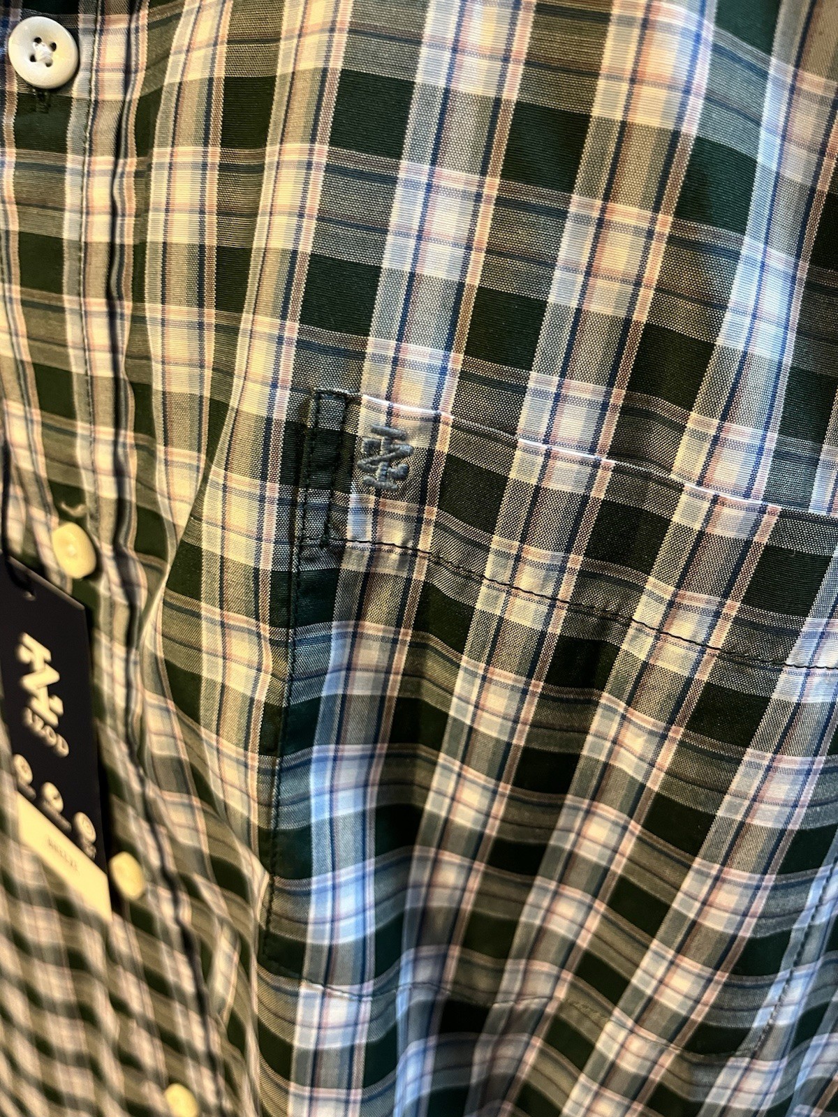 IZOD Men’s SS Button Down Breeze Shirt Green Blue Pink Plaid XXL NWT