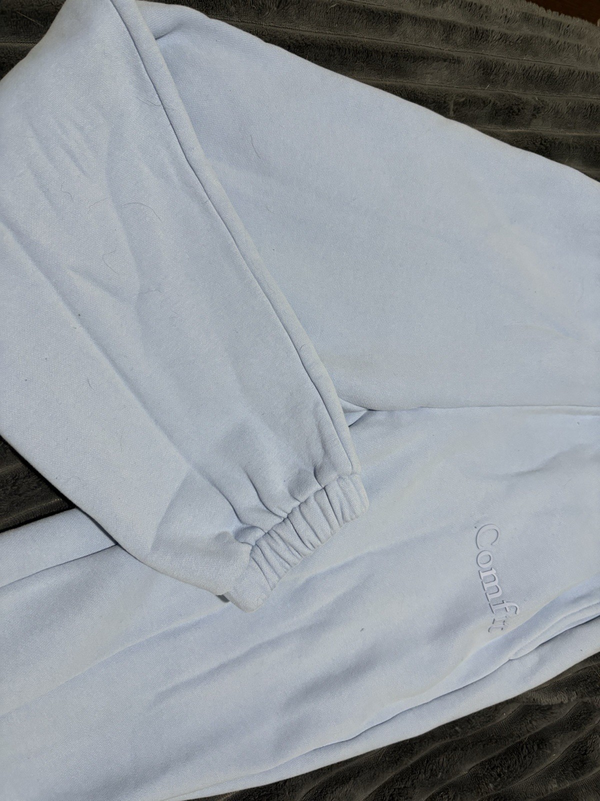 Comfrt Women’s Blue Fleece Jogger Pants Pull On Pockets Relaxed Fit Size S