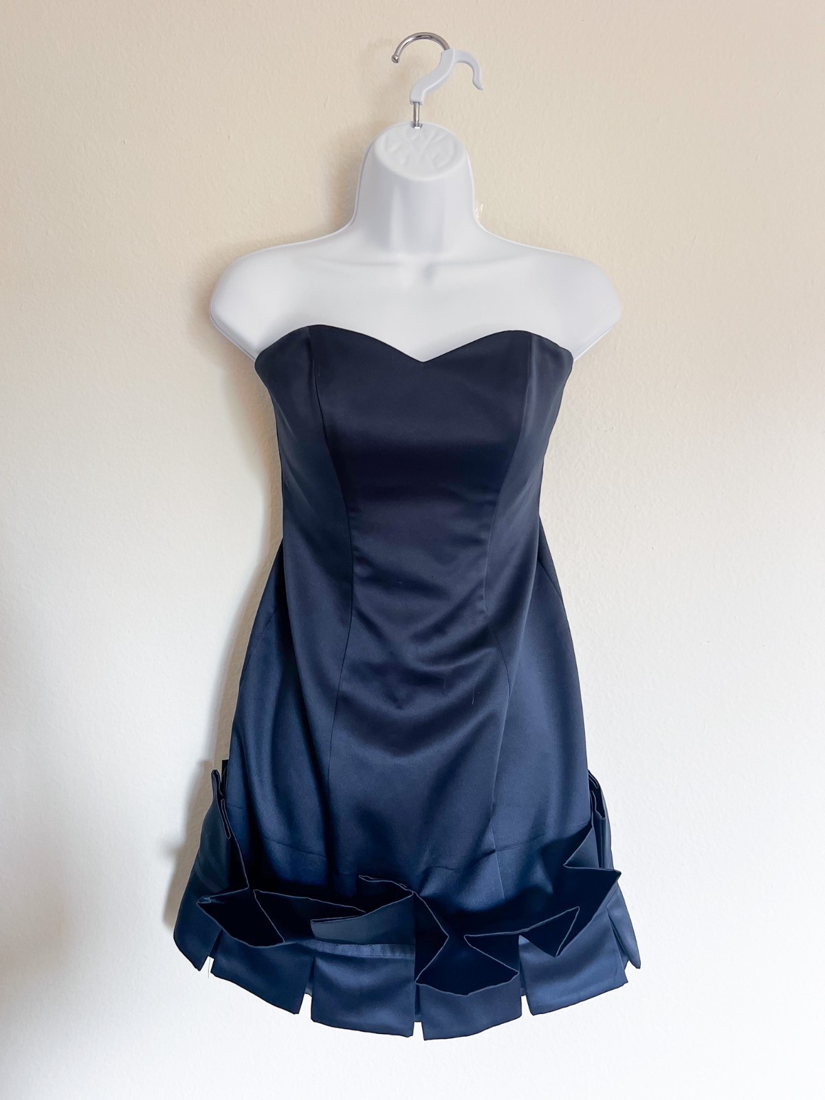 Vintage ABS Collection by Allen Schwartz Navy Blue Strapless Cocktail Dress Sz 2