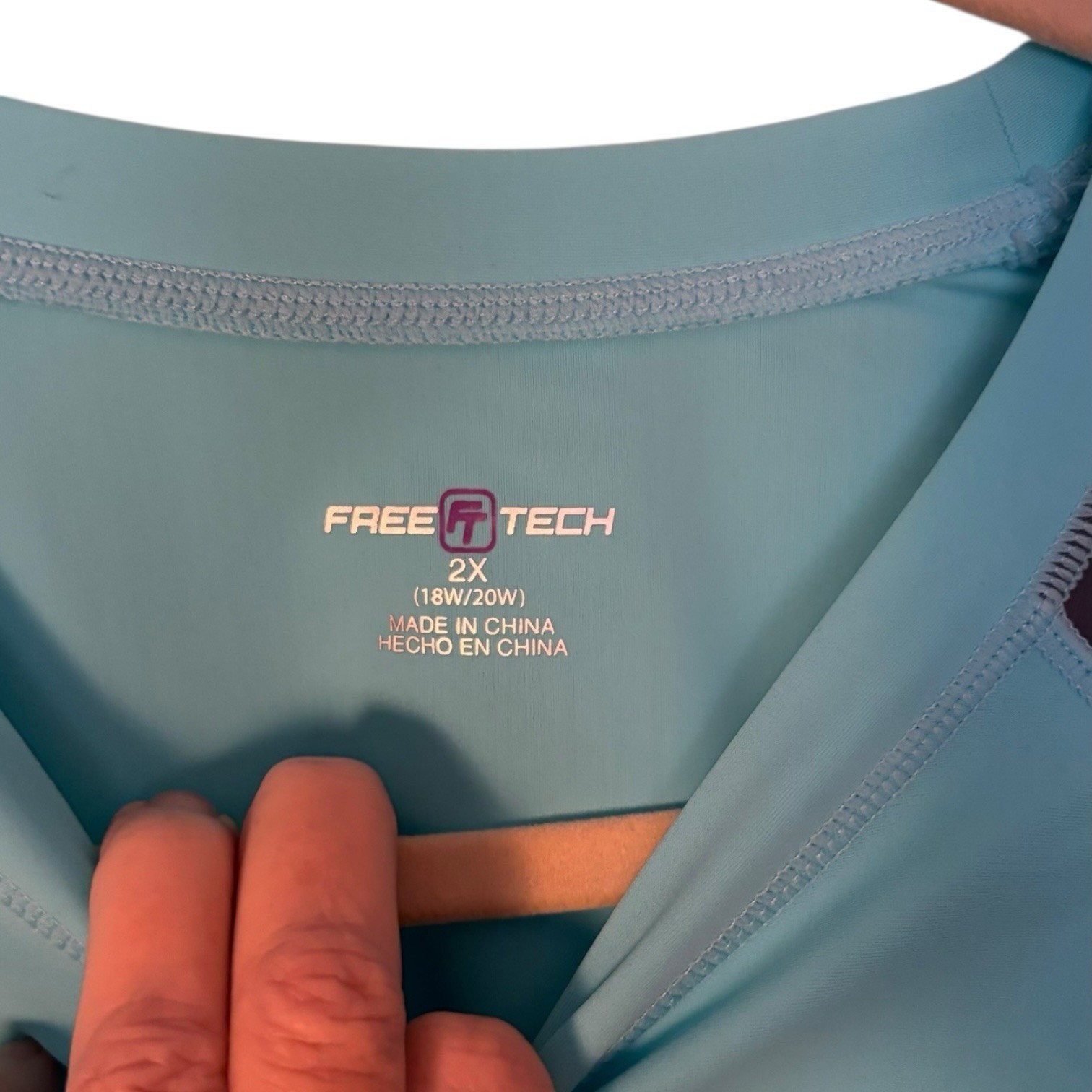 Free Tech Women’s Long Sleeve Rash Guard Swim Top Plus Size 2X Aqua Grey NEW