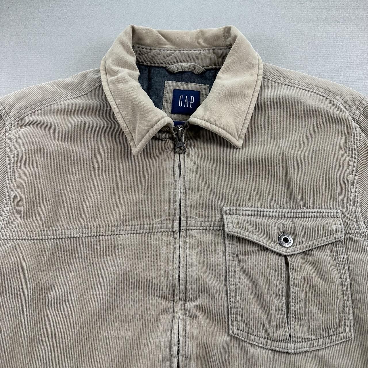 Vintage GAP Jacket Mens Large Beige Corduroy Insulated Quilt Lined Zip Work y2k