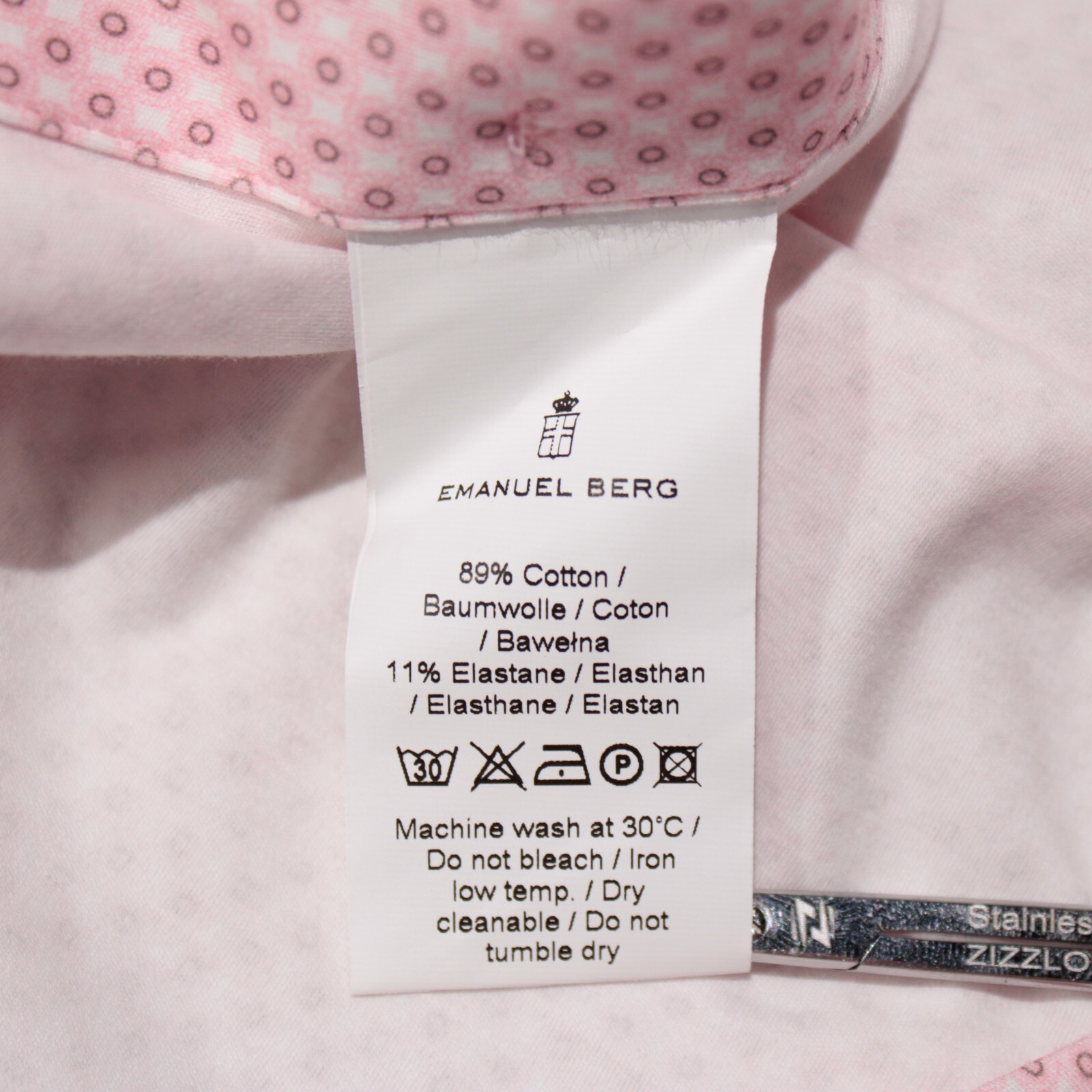 Emanuel Berg NWT Byron Casual Button Down Shirt Size 44 17.5 XL in Pink Circles