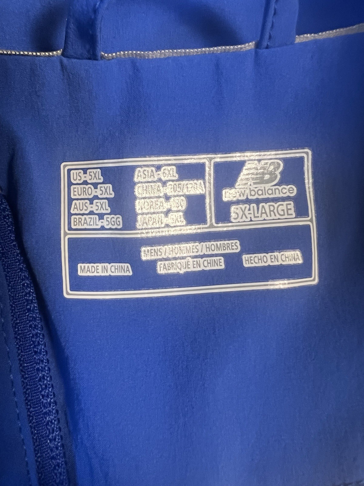 New Balance Men’s 5XL Big & Tall Blue Windbreaker Jacket Full Zip NWOT Active
