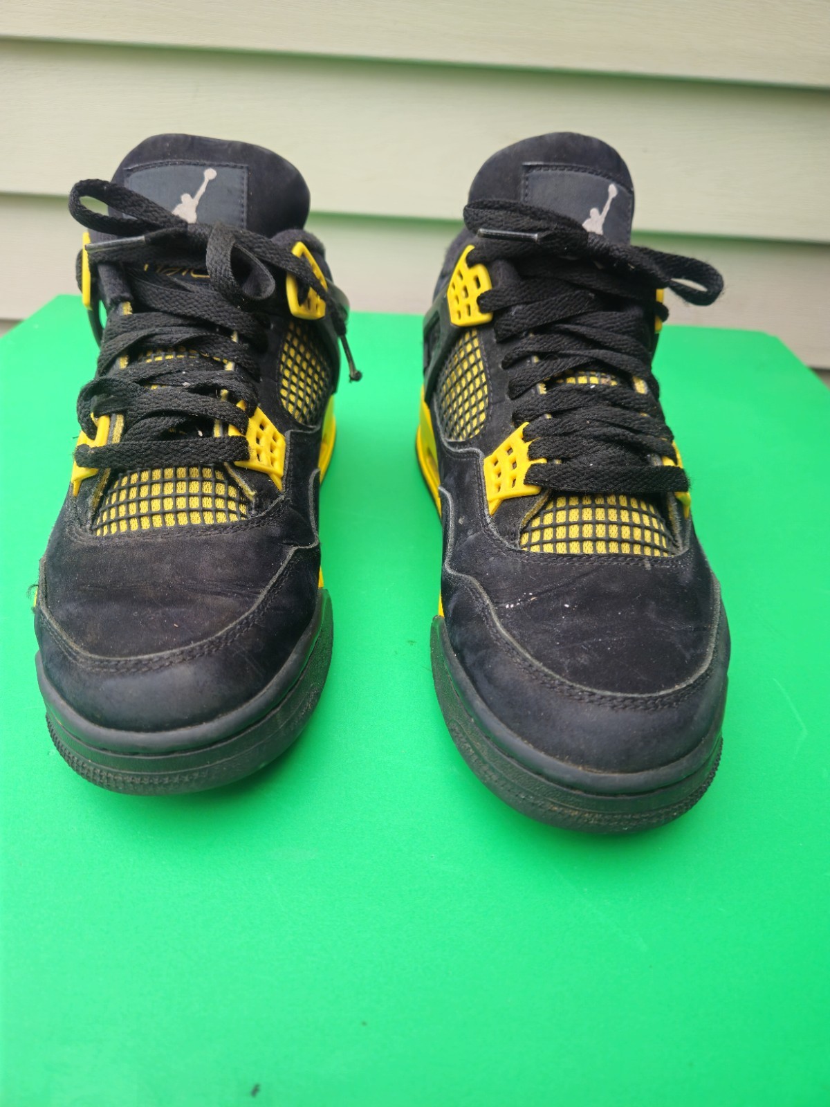 Defects Size 8 Nike Air Jordan 4 Retro Thunder Shoes DH6927-017 Black Yellow
