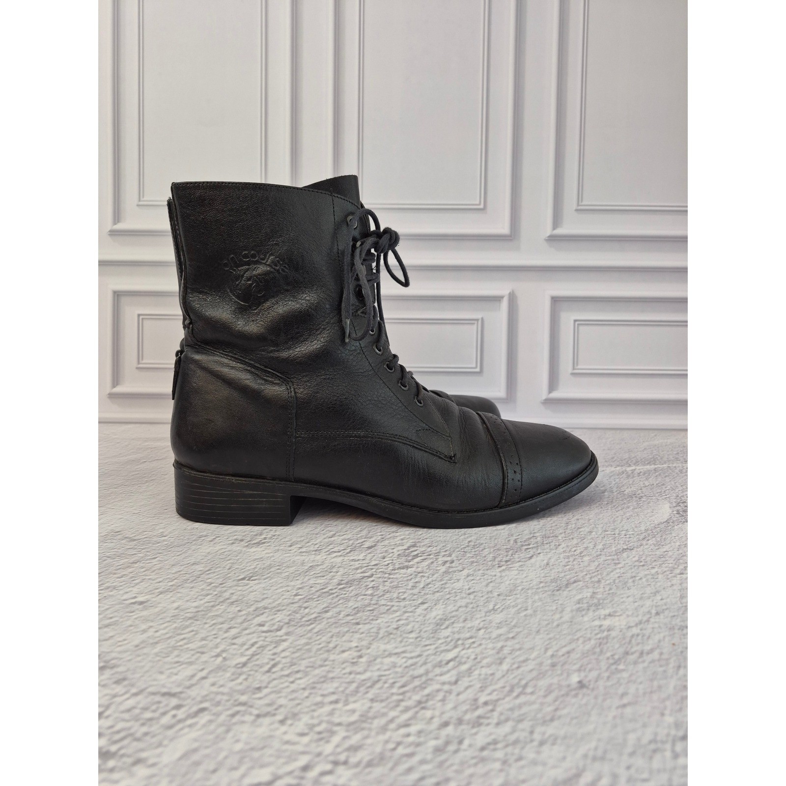 On Course By Frelonic Equestrian Brown Leather Cap Toe Ankle Riding Boots Sz 9