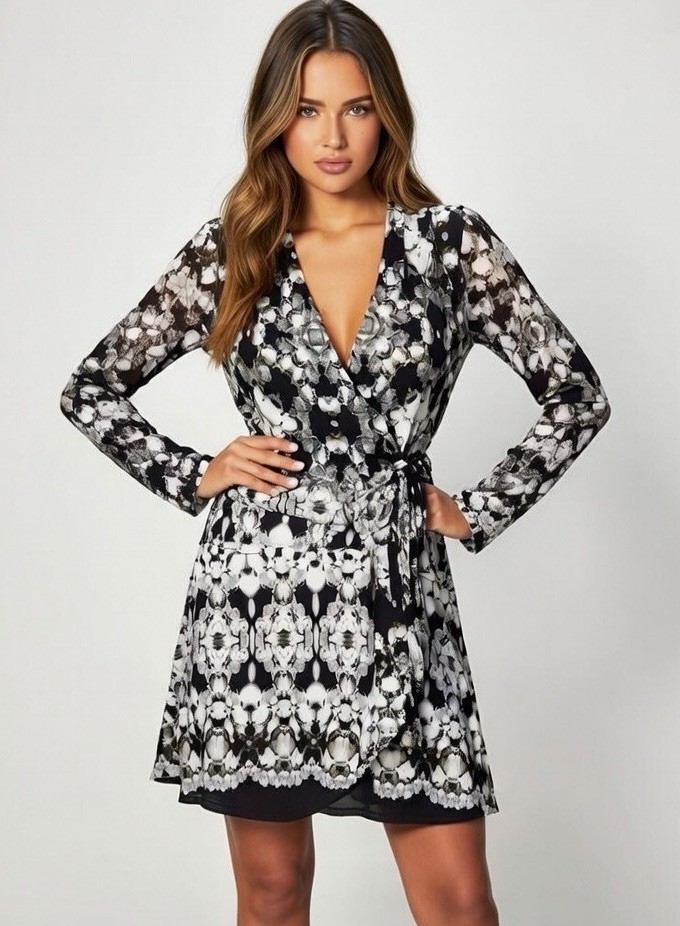 Cache Dress Check Description Sz Sm Gorgeous Print Versailles Print