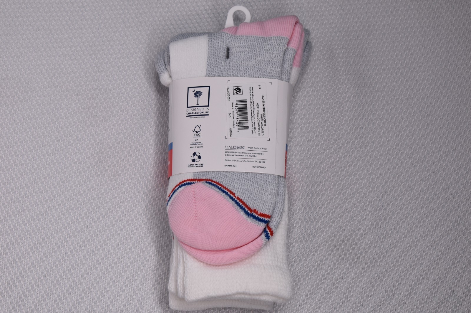 NWT MEDIPEDS LOT OF 2 Three-Pack Non-Binding Crew Socks White