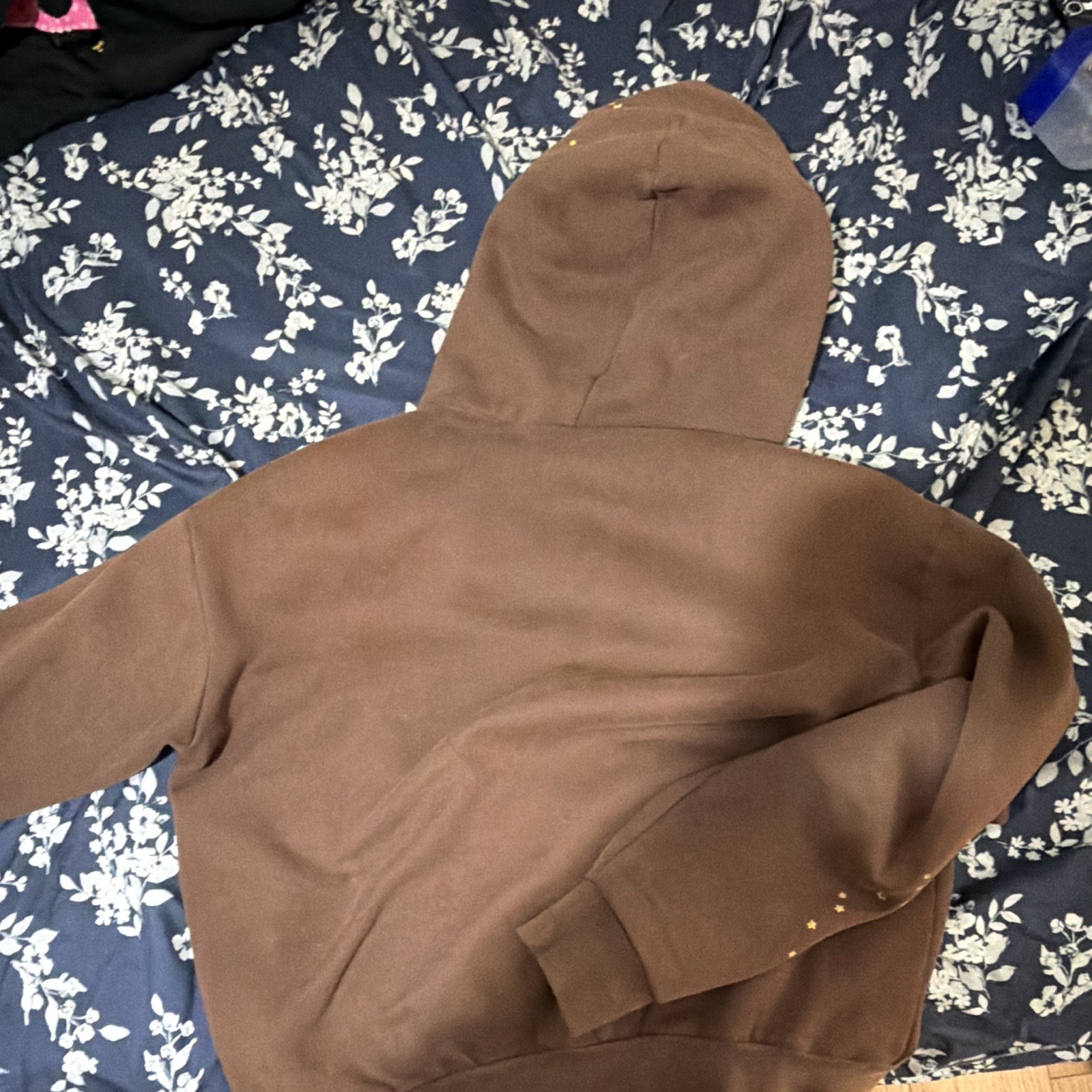 Sp5der Brown Spiderweb Graphic Print Pullover Hoodie Sweatshirt Size L