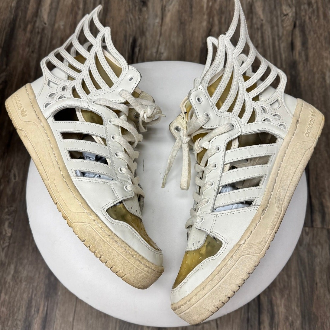 JEREMY SCOTT X ADIDAS CUT OUT HI-TOP SNEAKERS (10.5)